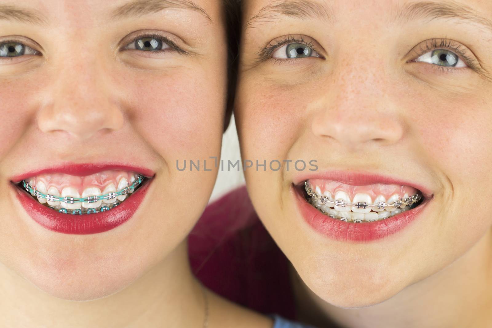 Close up of Two Young Girls Smiling