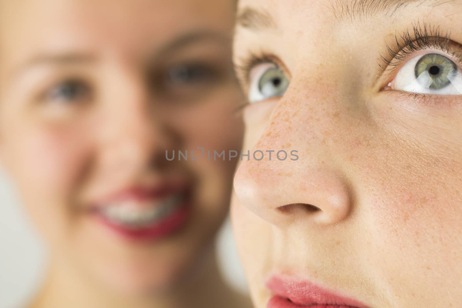 Close up of Two Young Girls Faces