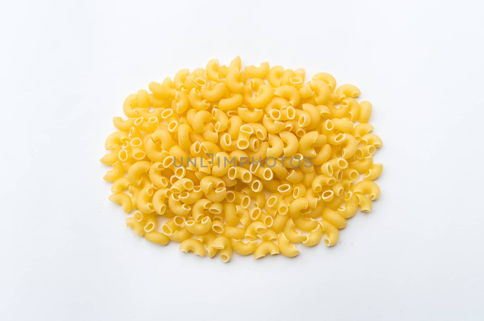 Pasta macaroni elbows isolated on white background