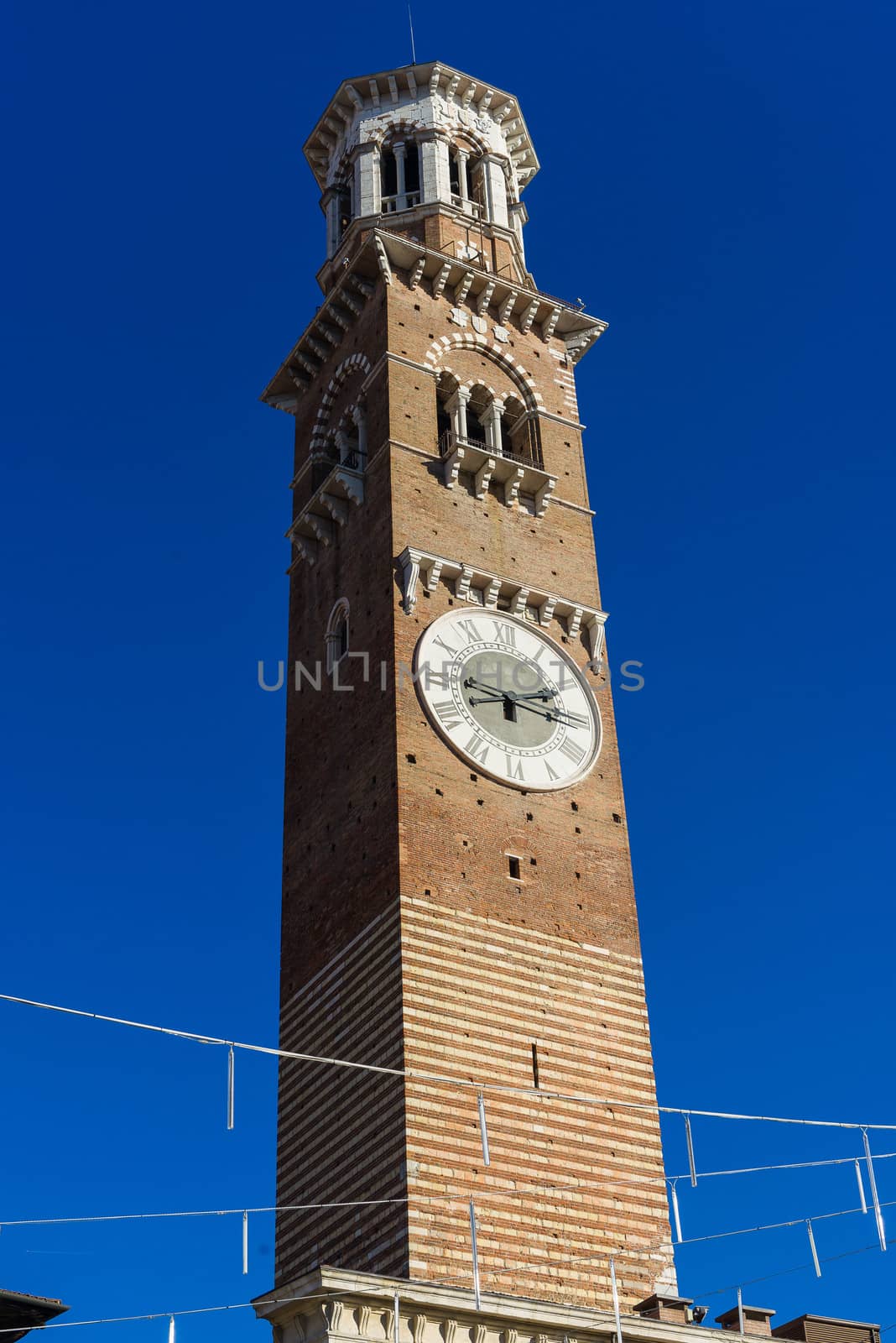 The highest tower, called dei Lamberti in the Town Hall of Verona