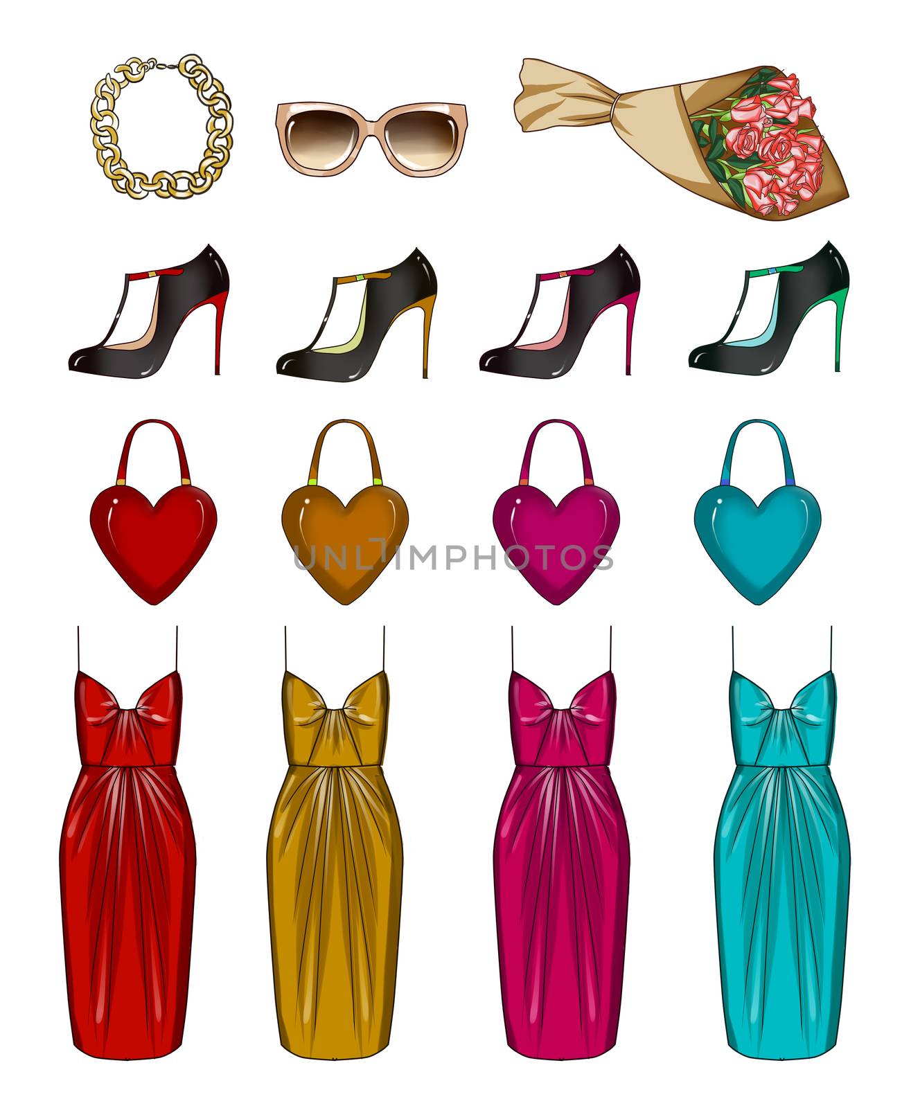 Fashion Collection of Clip Art - Fashionable and Trendy clothes and accessories by GGillustrations