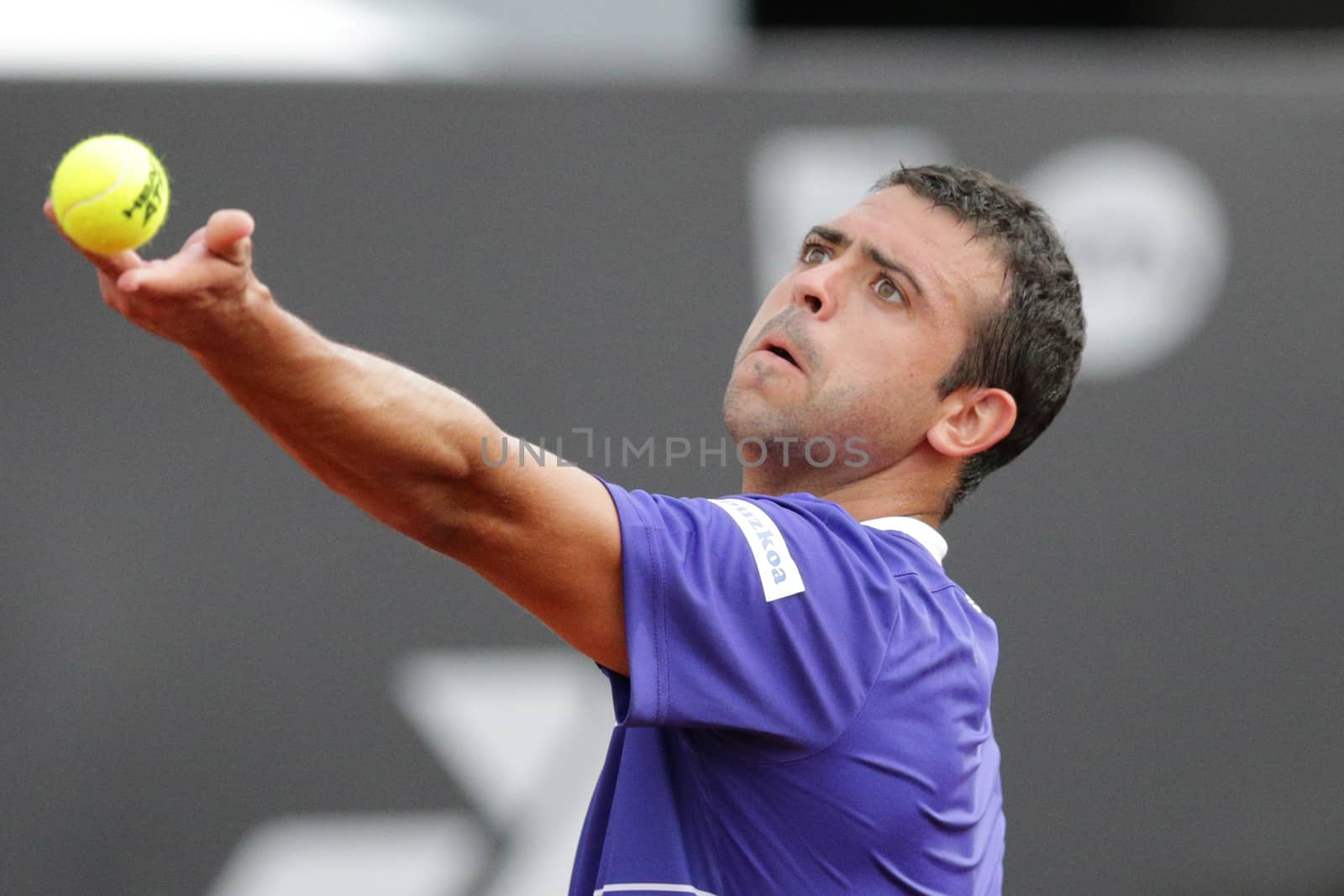 BRAZIL, Rio de Janeiro: Inigo Cervantes returns the ball during a match against Alexandr Dolgopolov at the Brazilian Jockey Club, in the South zone of Rio de Janeiro on February 18, 2016.