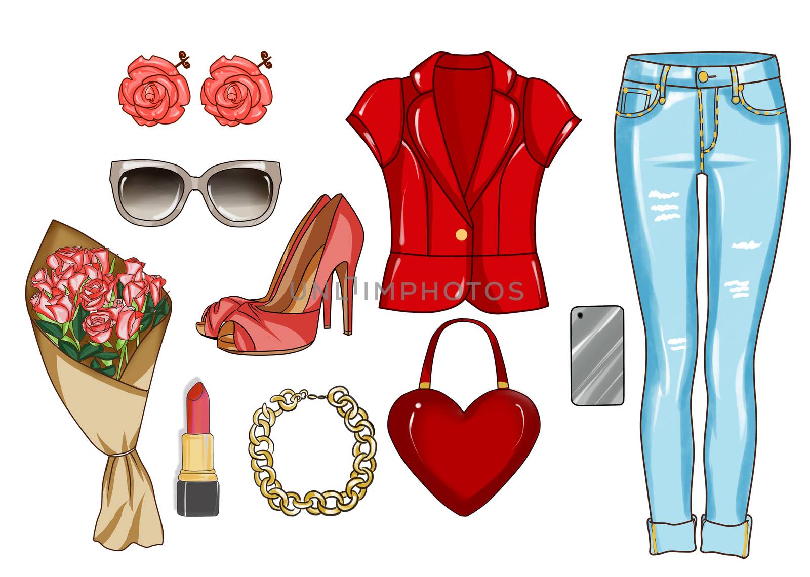 Fashion Collection of Clip Art - Fashionable and Trendy clothes and accessories by GGillustrations