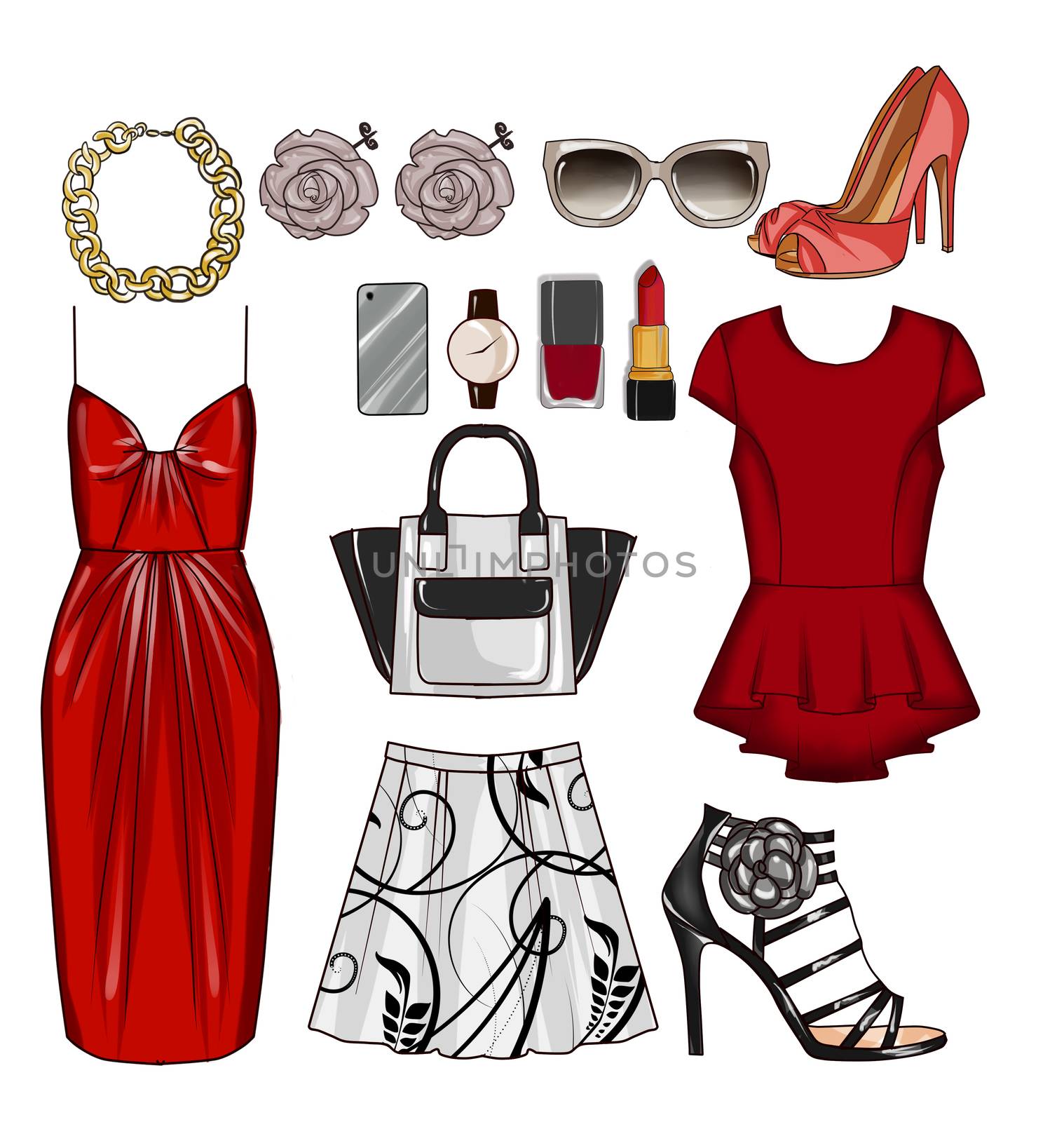 Fashion Collection of Clip Art - Fashionable and Trendy clothes and accessories