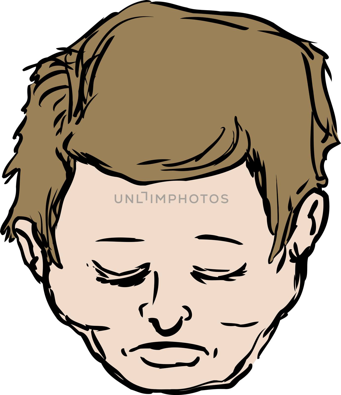 Isolated head of middle aged male with closed eyes over white by TheBlackRhino