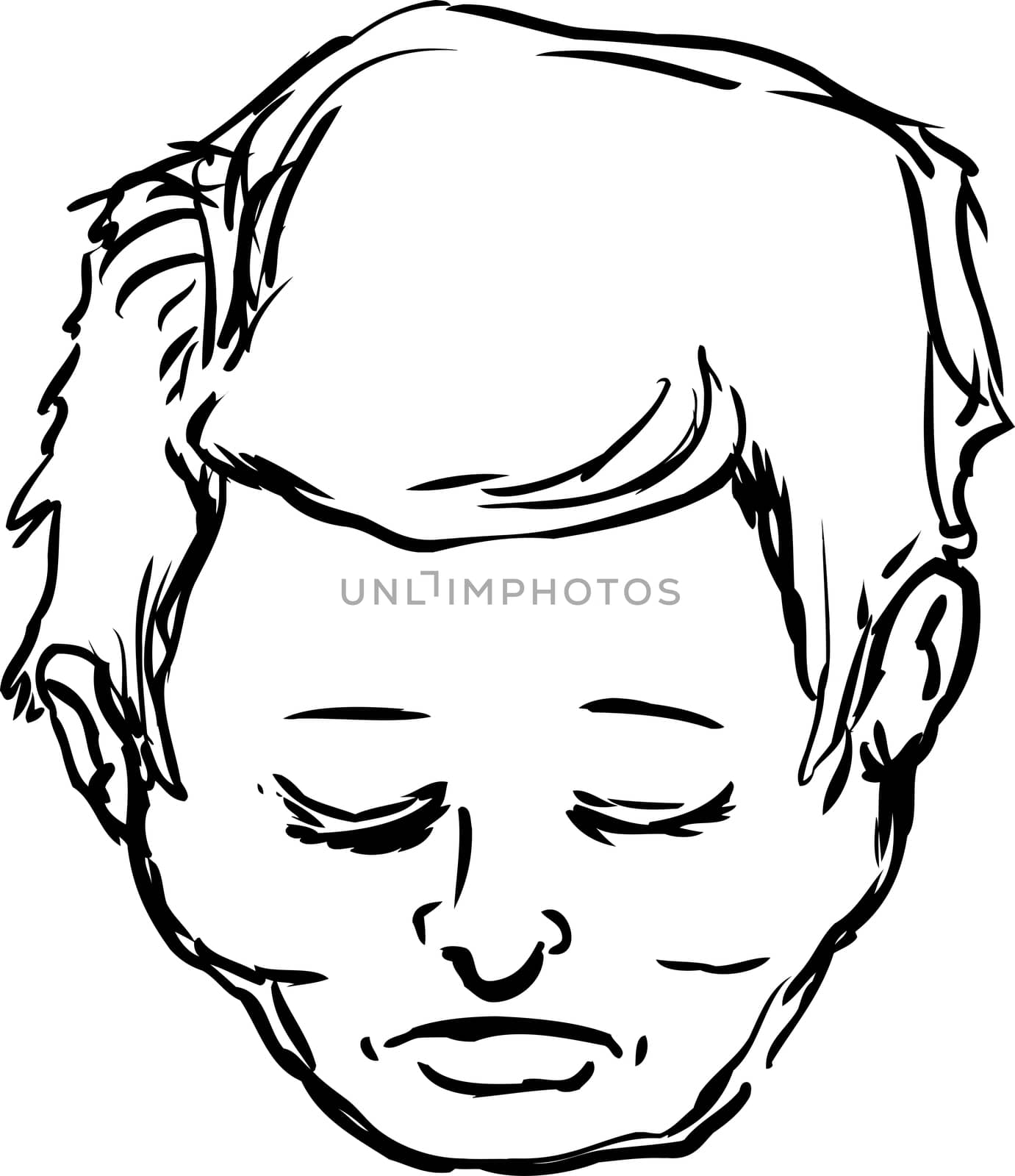 Outline of middle aged male with closed eyes over white by TheBlackRhino