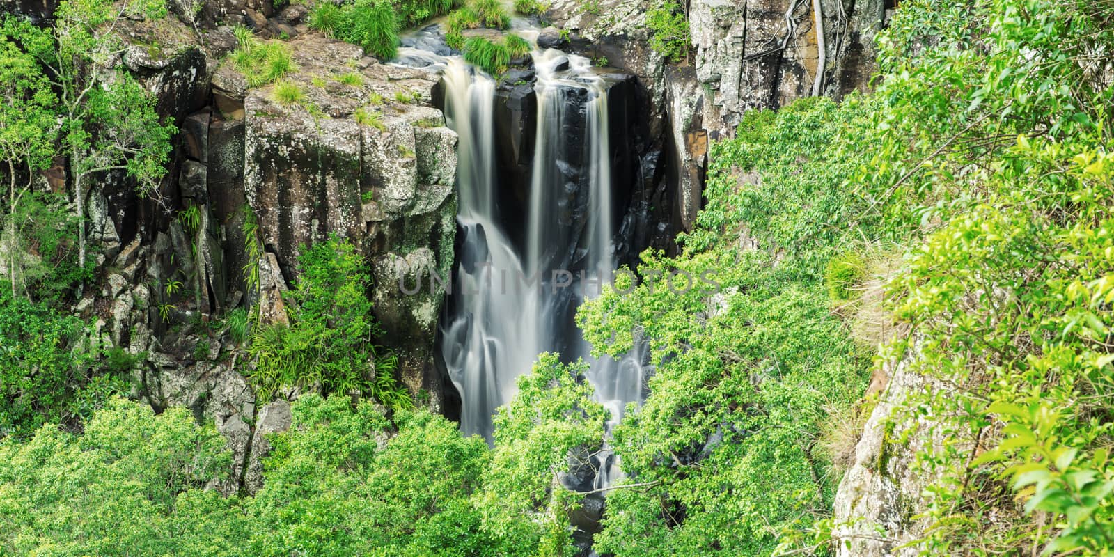 Denham Falls in Beechmont, Queensland, Australia. Located in the Denham Reserve.