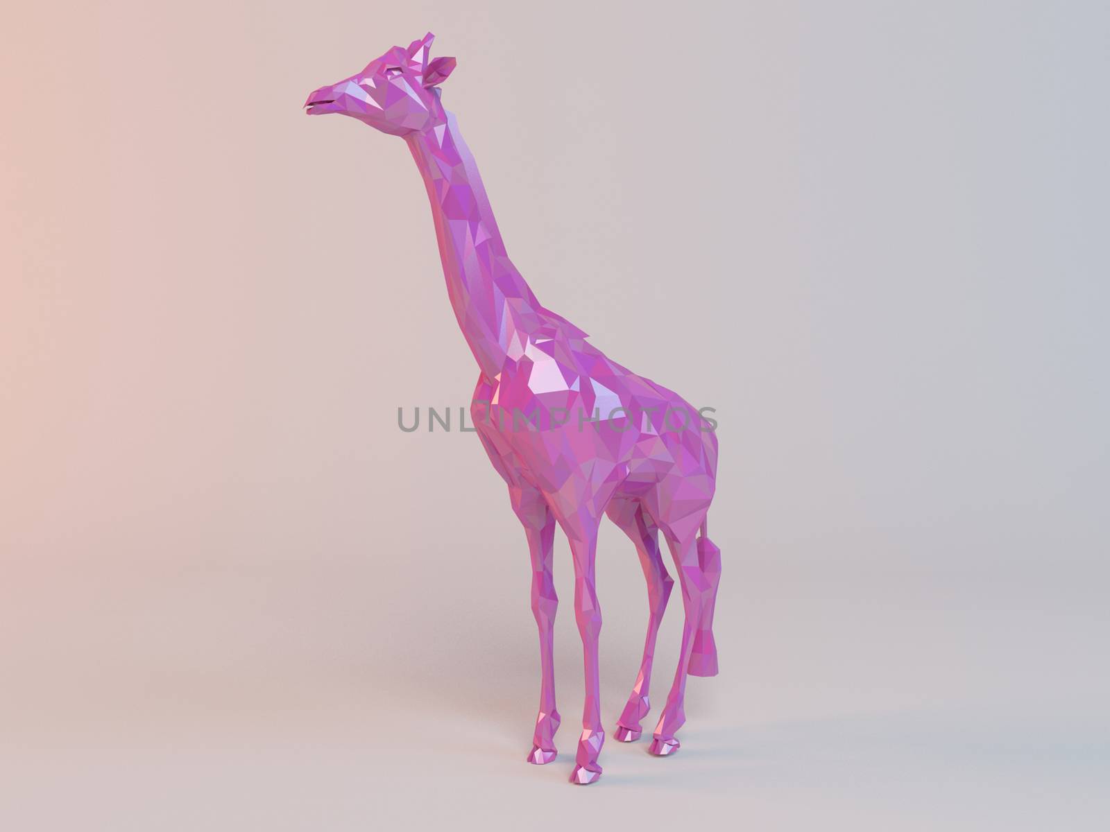 3D pink low poly (Giraffe) inside a white stage with high render quality to be used as a logo, medal, symbol, shape, emblem, icon, children story, or any other use.