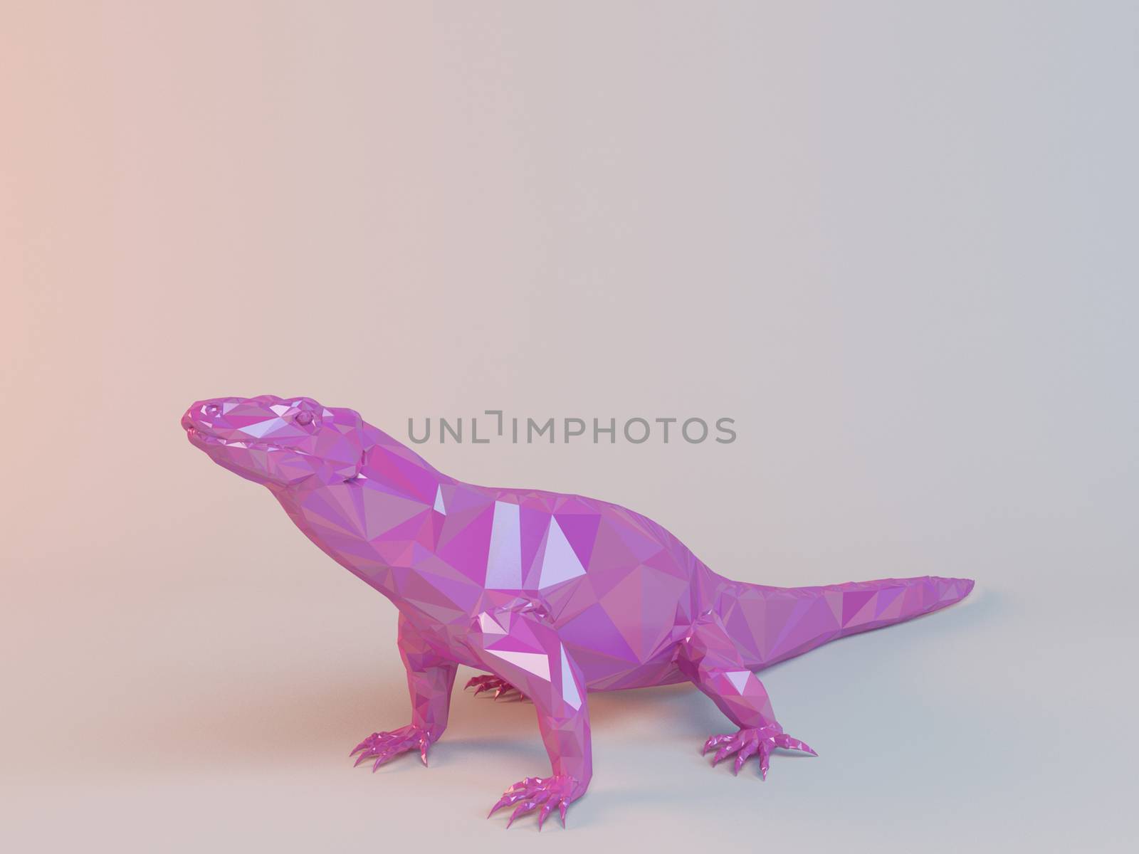 pink low poly (Lizard) inside a white stage with high render quality to be used as a logo, medal, symbol, shape, emblem, icon, children story, or any other use.3D