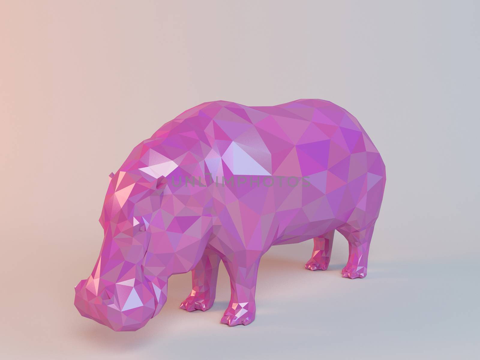 3D pink low poly (Hippo) by fares139