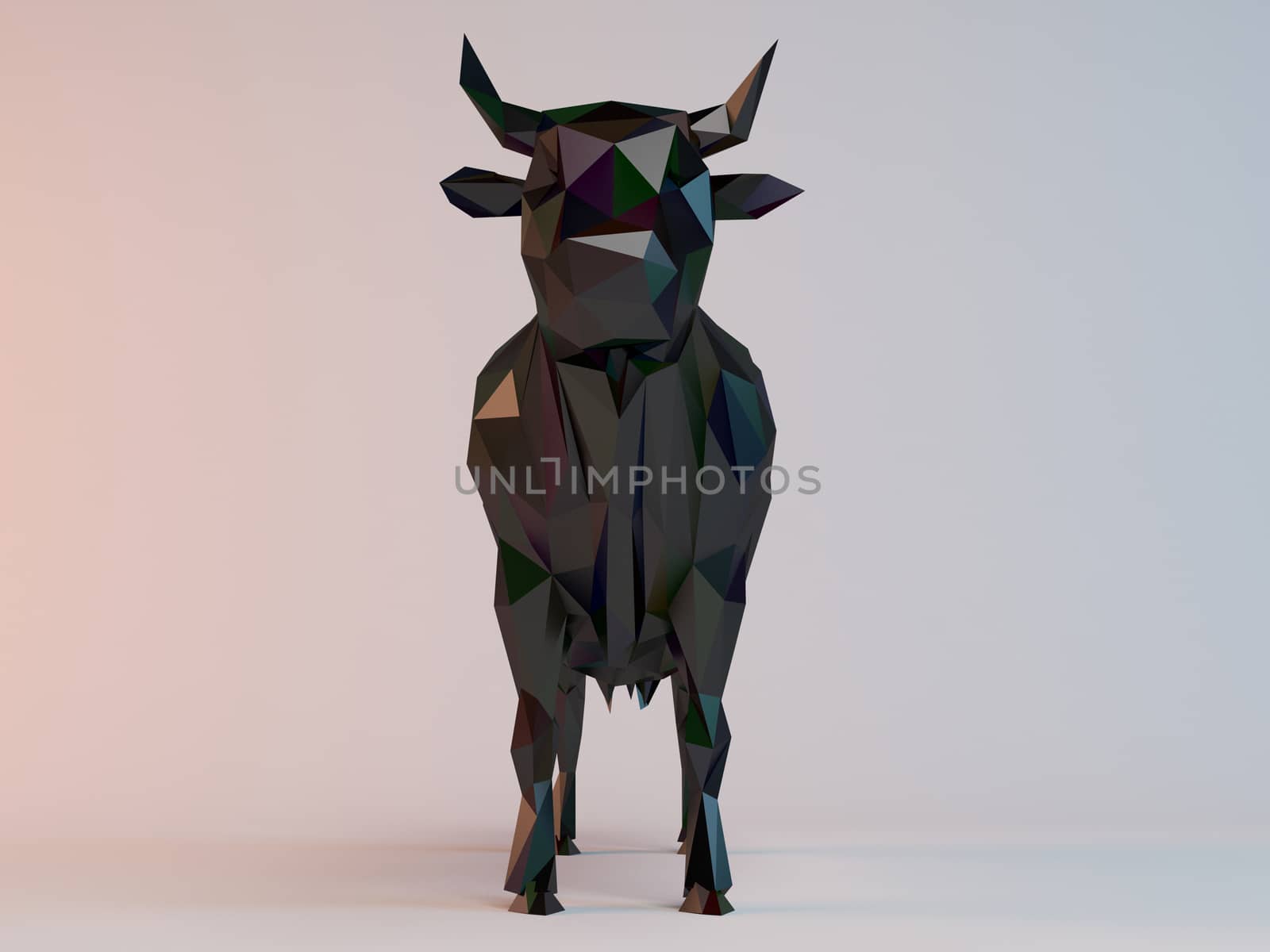 3D black low poly (cow) by fares139