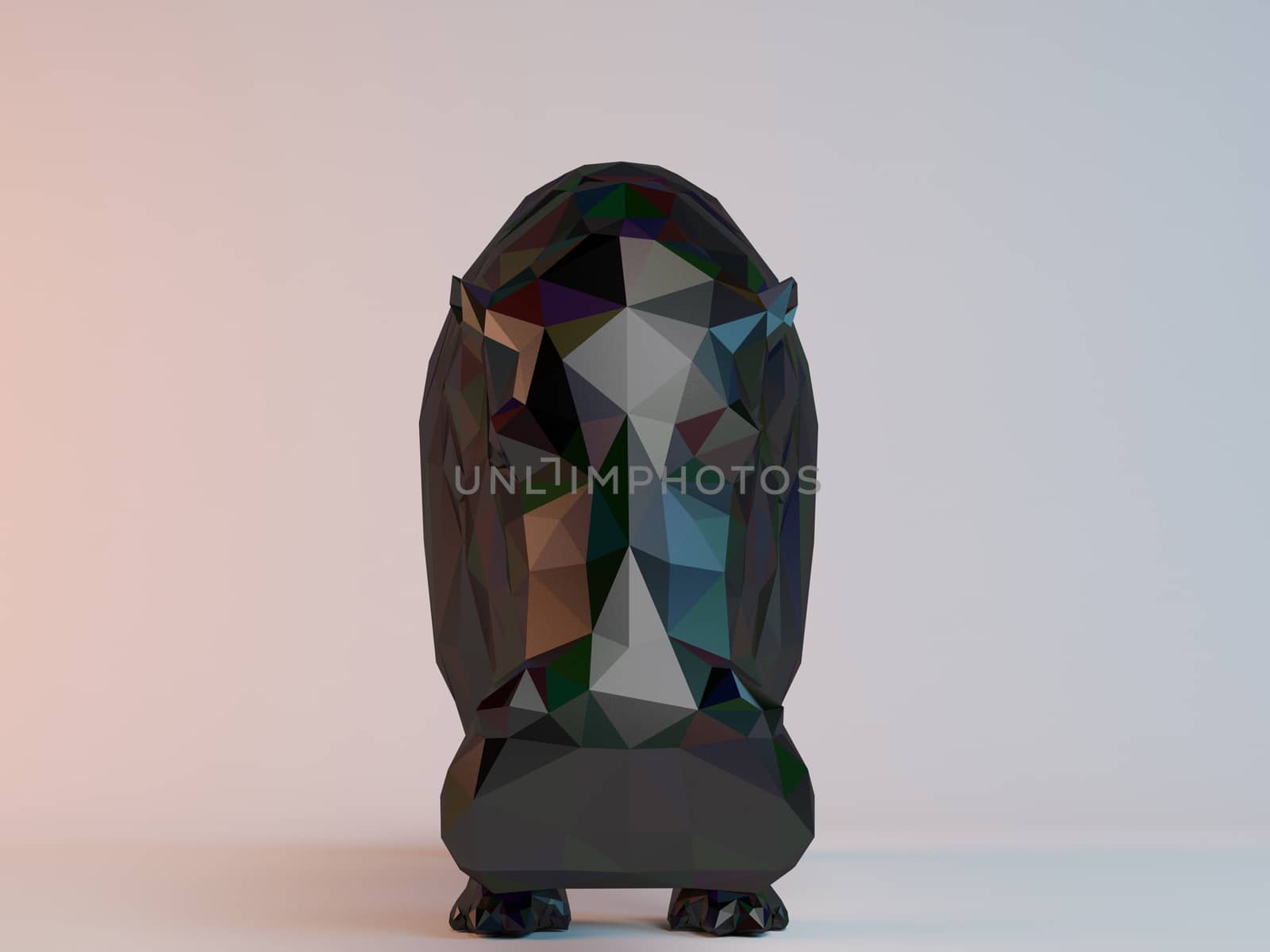 3D black low poly (Hippo) inside a white stage with high render quality to be used as a logo, medal, symbol, shape, emblem, icon, children story, or any other use.