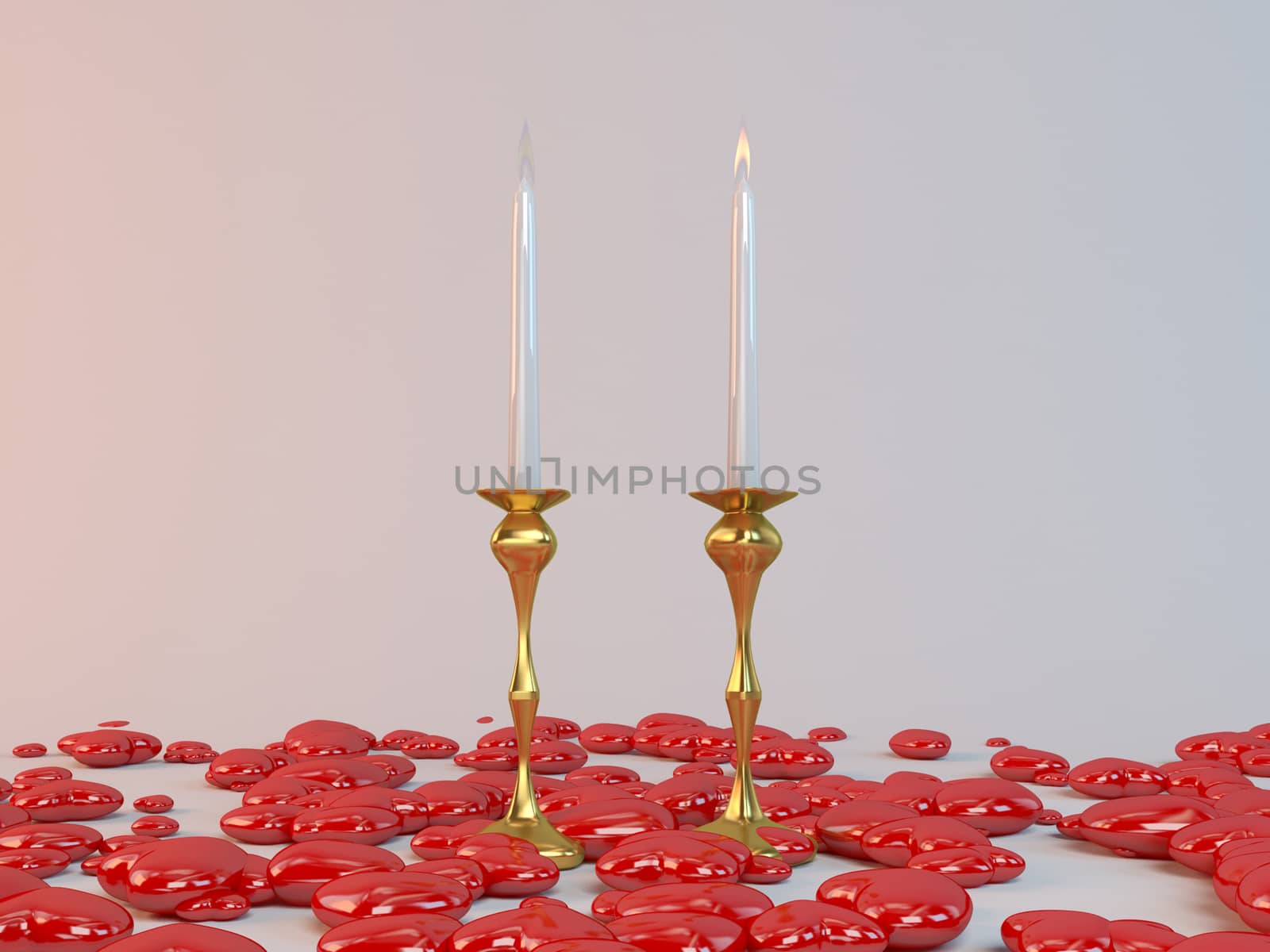 One side love where one candle flame is active and the other is down