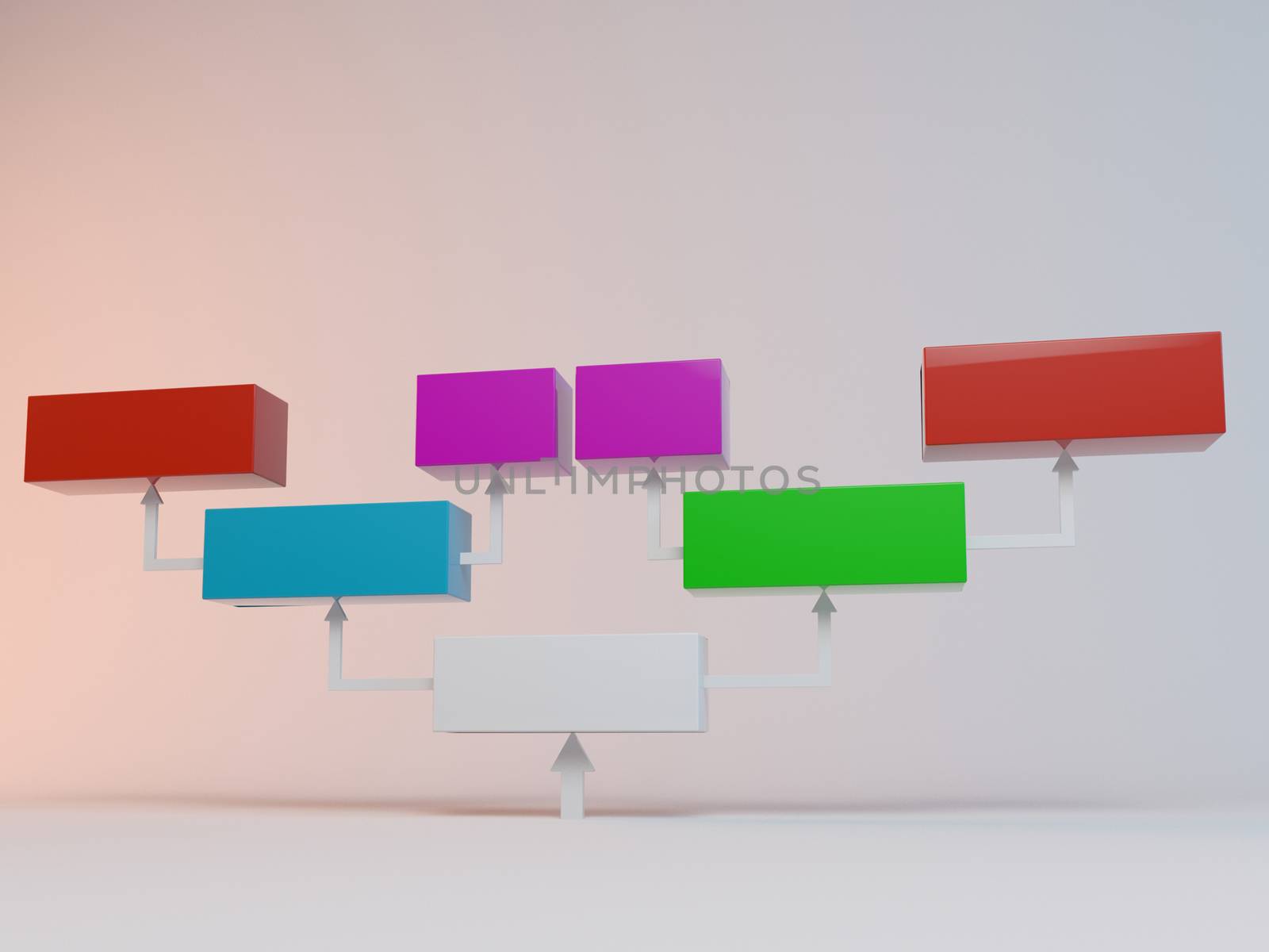 Colorful cubes with arrows 3D to place information inside