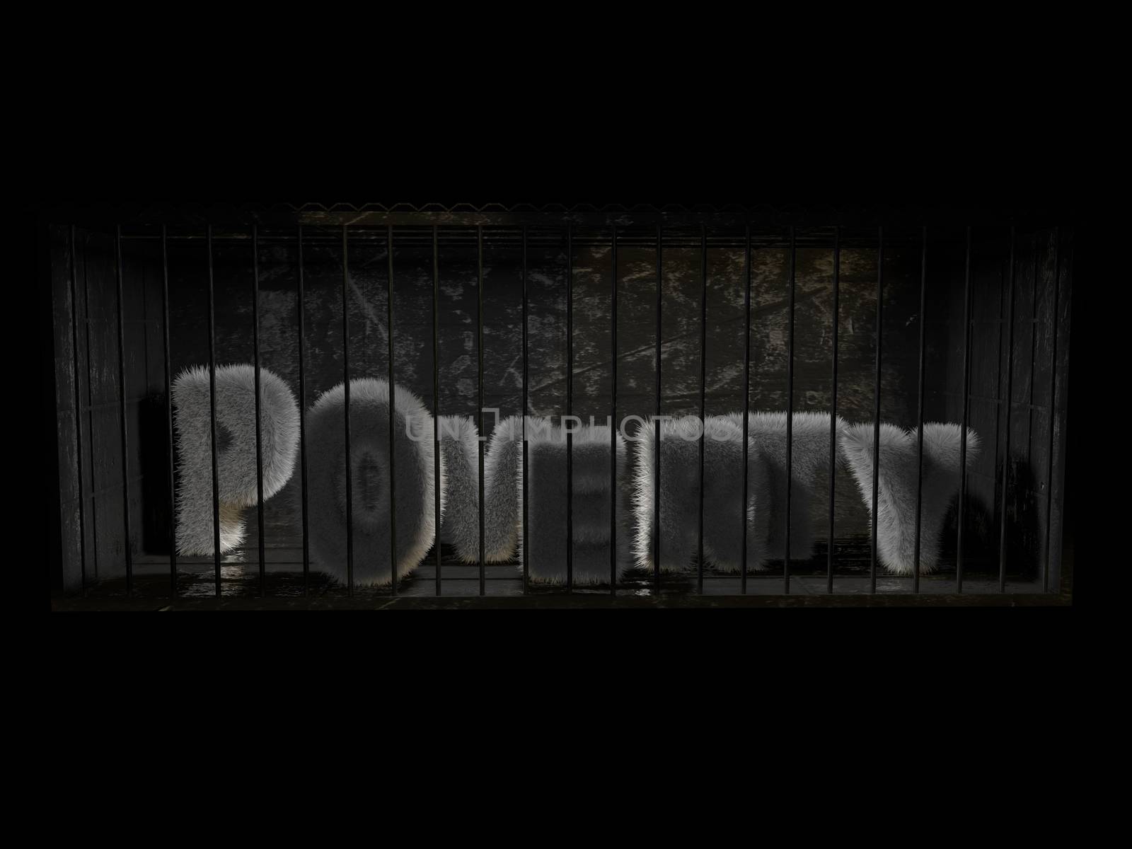 3D poverty word inside a prison by fares139