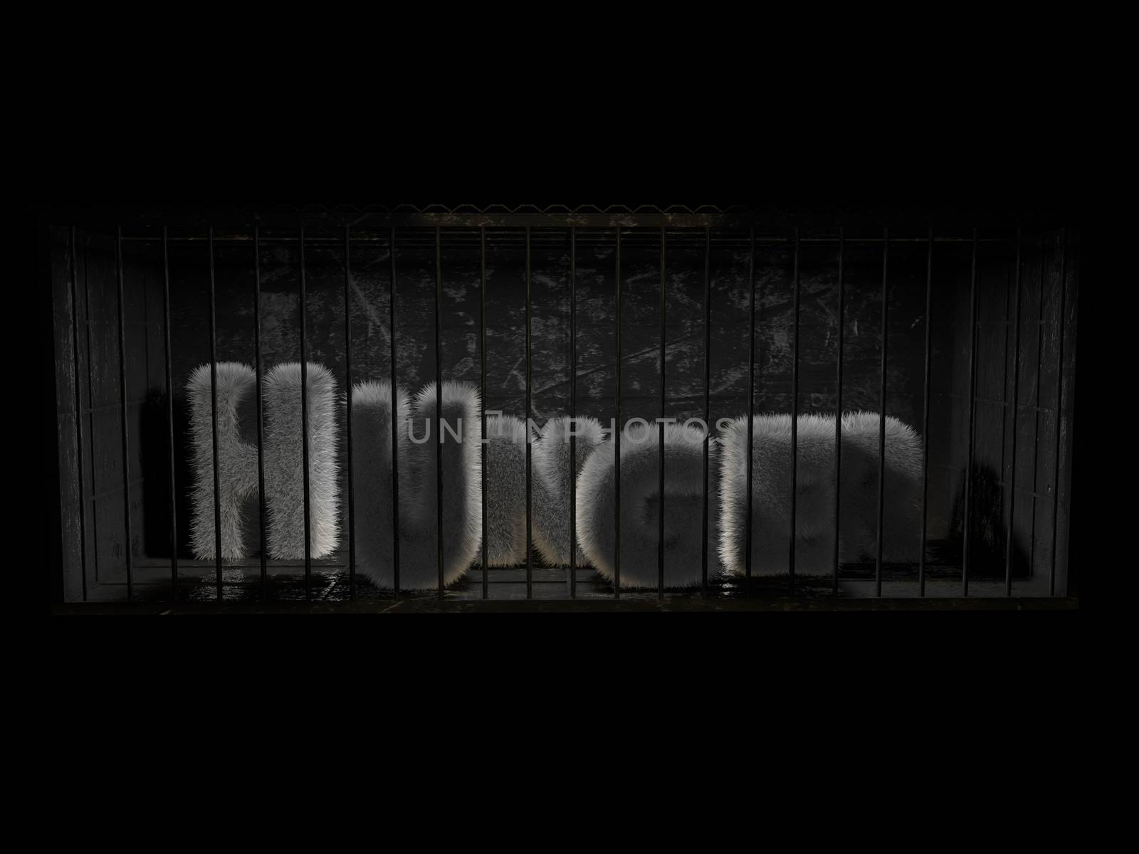 3D hunger word inside a prison by fares139