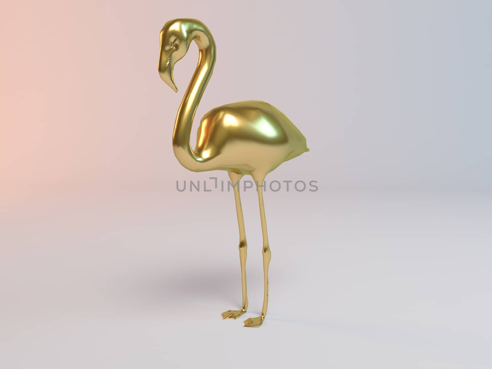 Golden 3D animal Heron inside a stage with high render quality to be used as a logo, medal, symbol, shape, emblem, icon, business, geometric, label or any other use