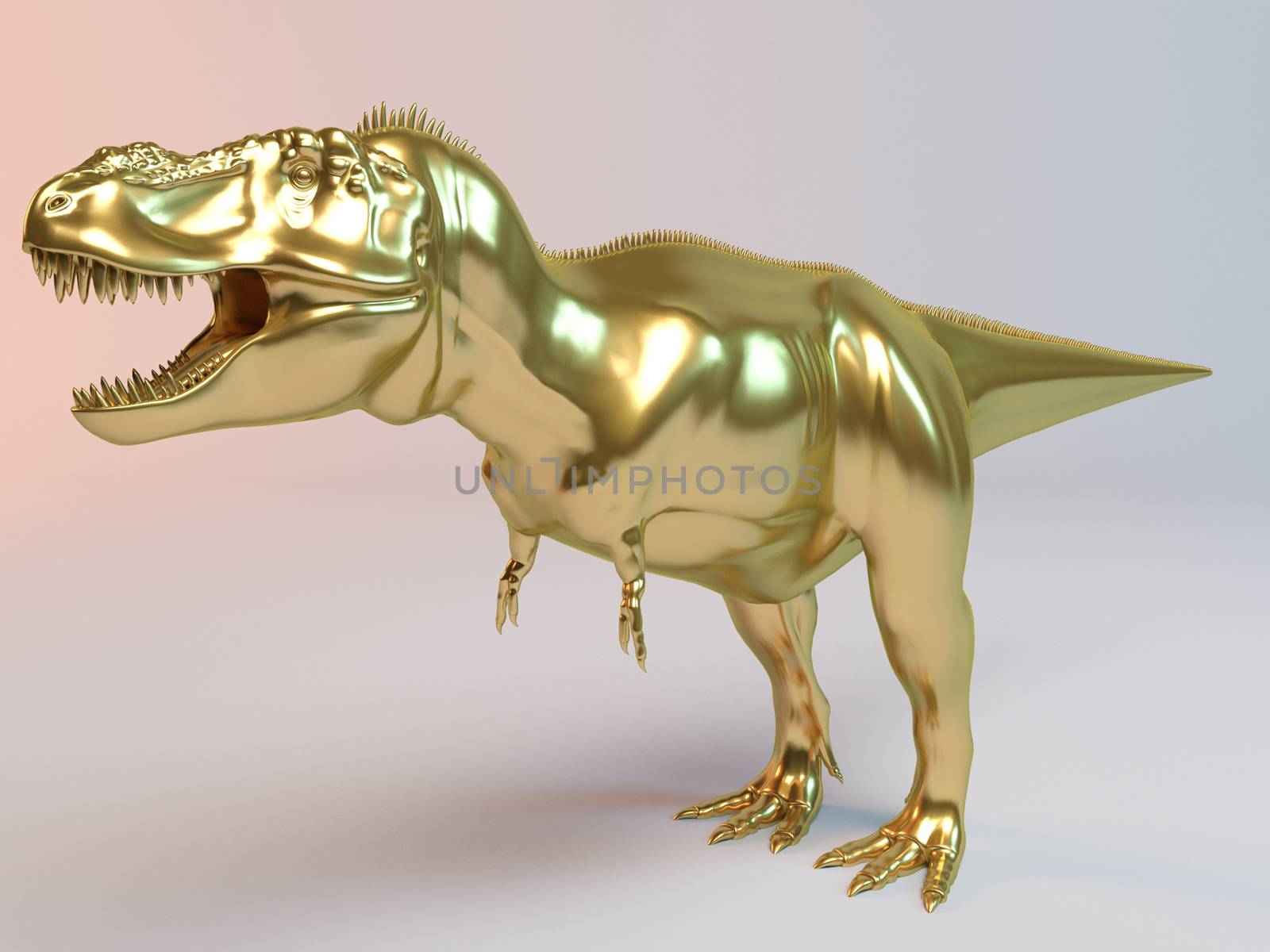 Golden 3D animal Dino inside a stage with high render quality to be used as a logo, medal, symbol, shape, emblem, icon, business, geometric, label or any other use