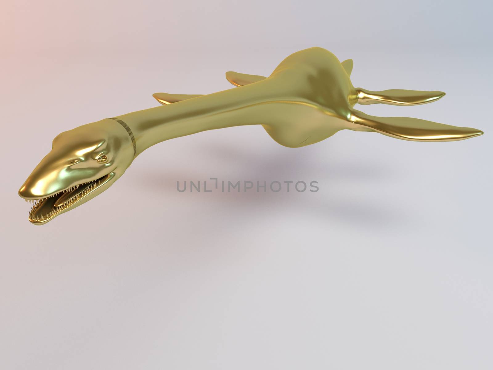 Golden 3D animal (Elasmosaurus) by fares139