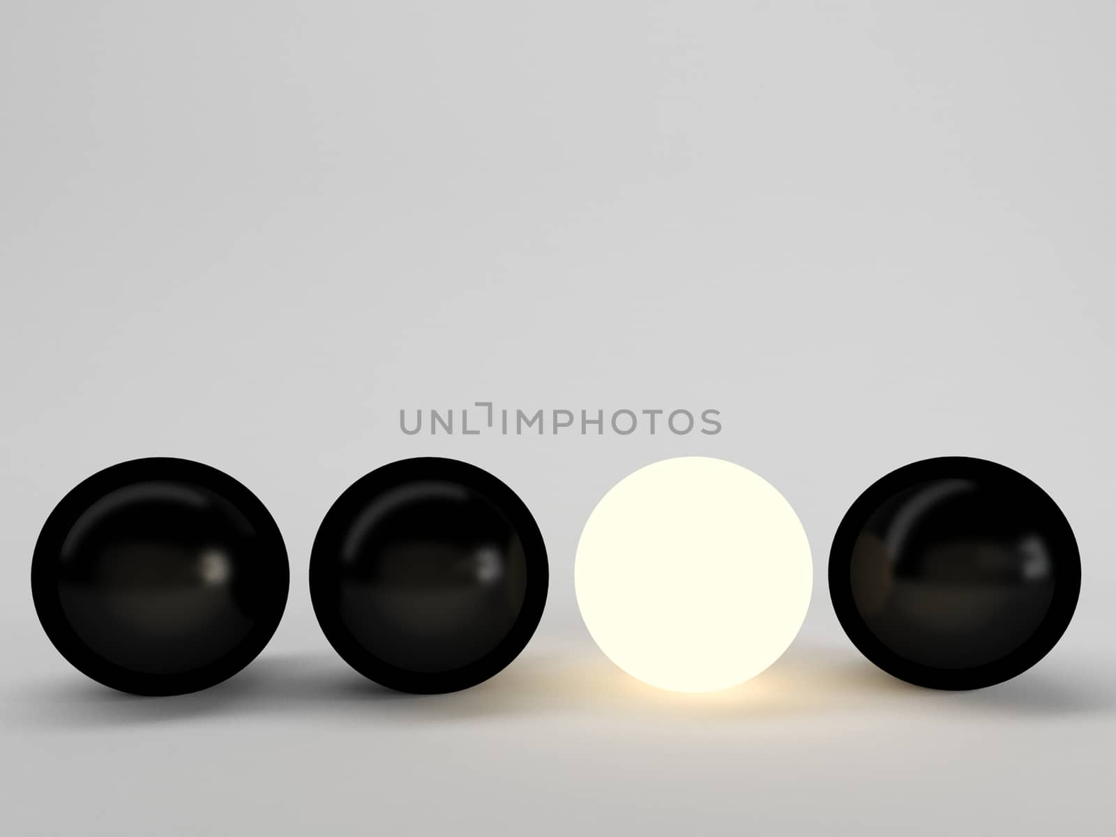 Luminous sphere. Innovation concept. 3d illustration, black against white, dark against light