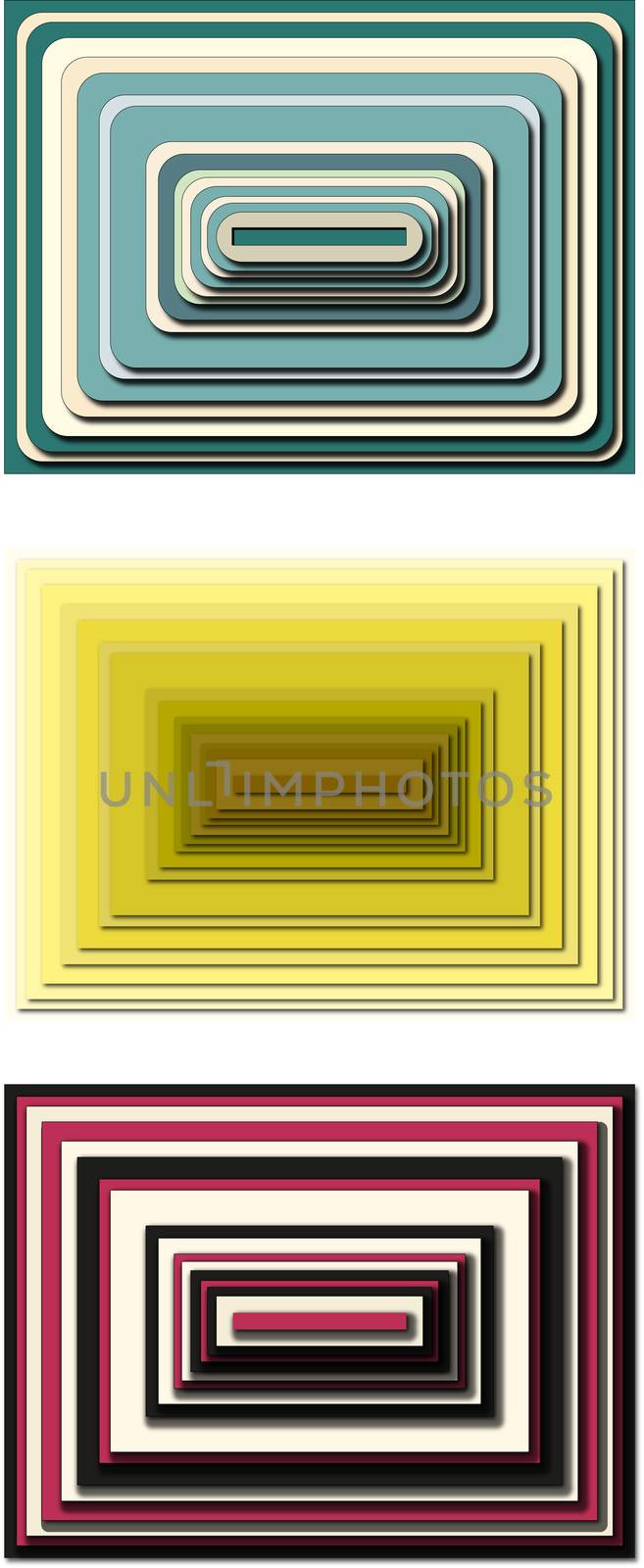 pyramidal three options background with different colors