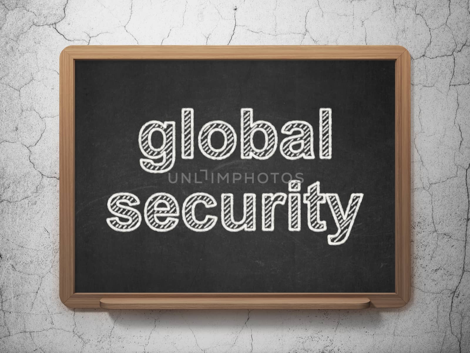 Safety concept: text Global Security on Black chalkboard on grunge wall background