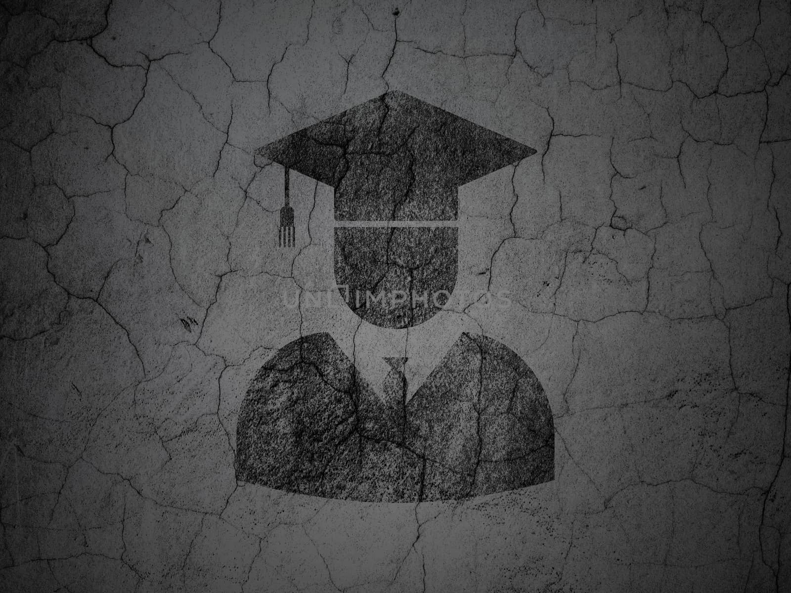 Science concept: Black Student on grunge textured concrete wall background