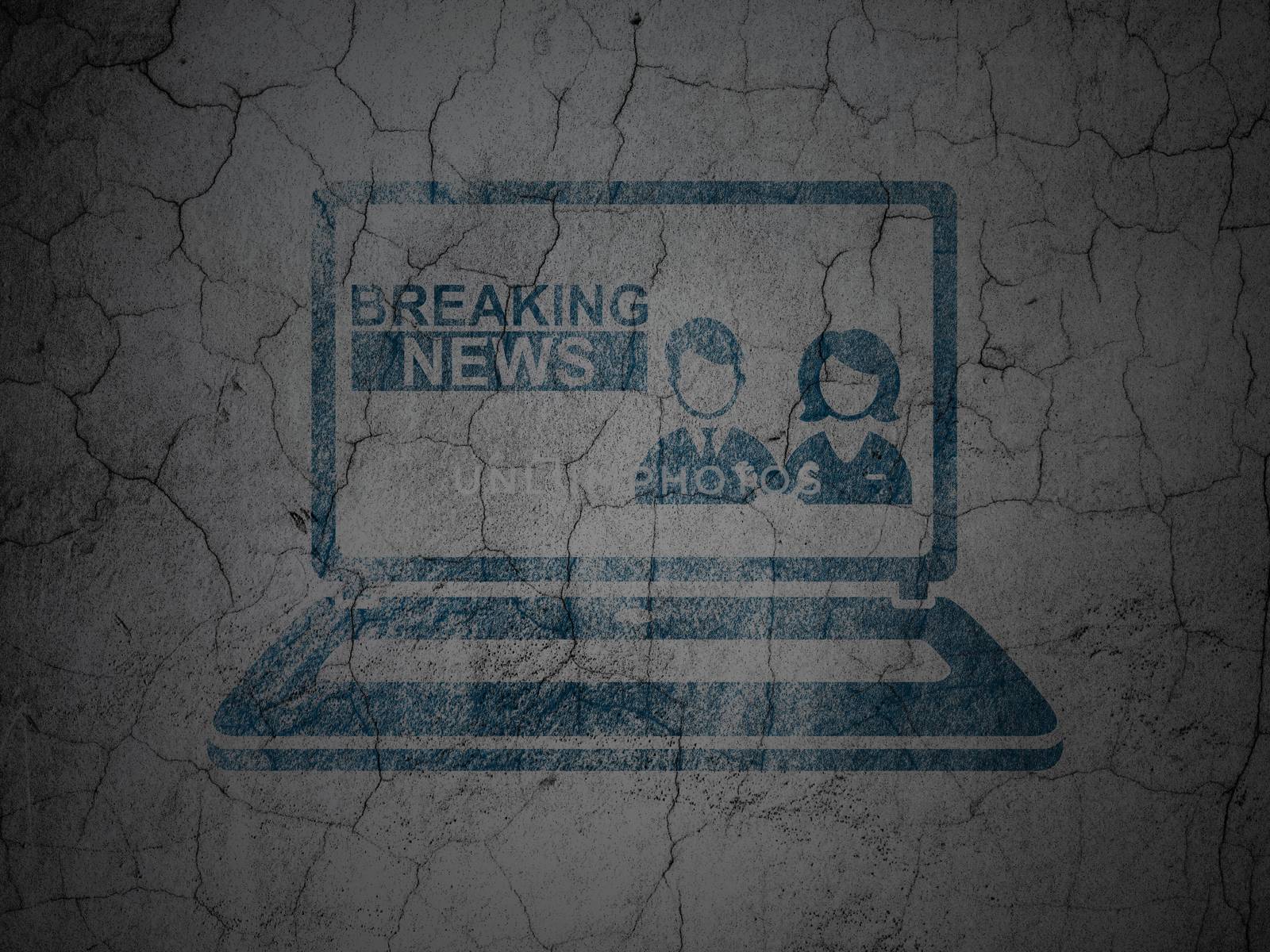 News concept: Breaking News On Laptop on grunge wall background by maxkabakov