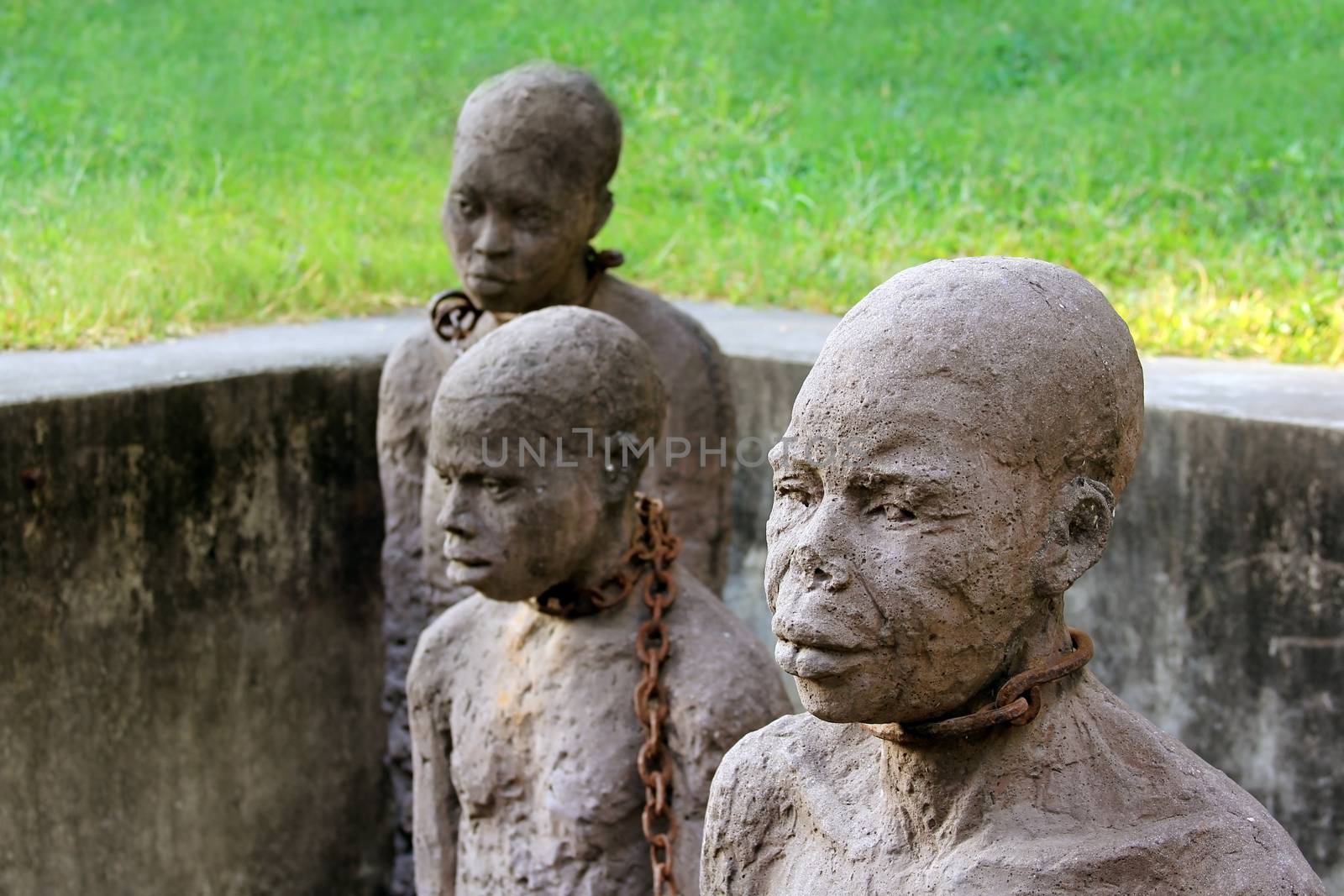 A statue in Stone Town Zanzibar dipicting and mourning the African slave trade