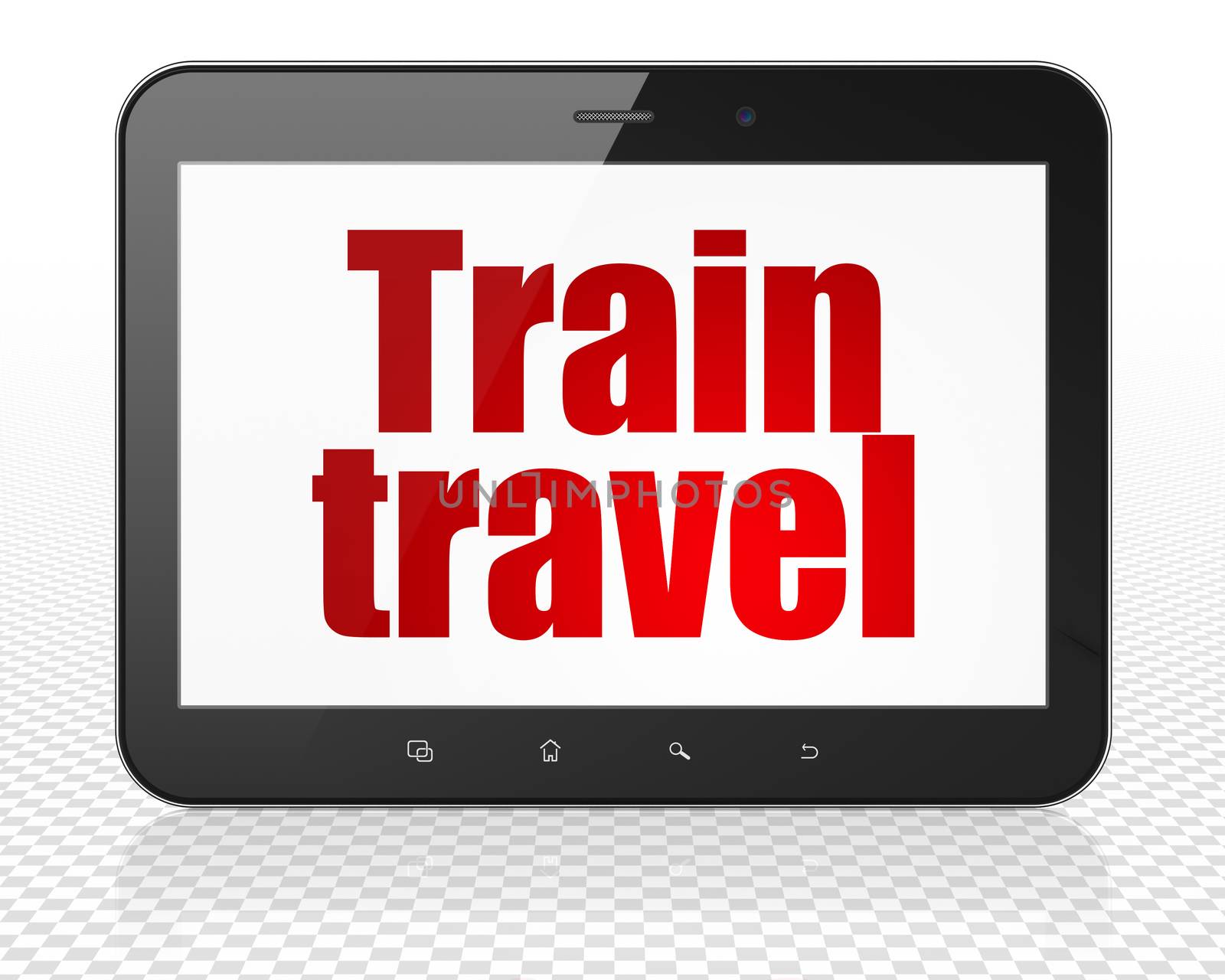 Travel concept: Tablet Pc Computer with red text Train Travel on display