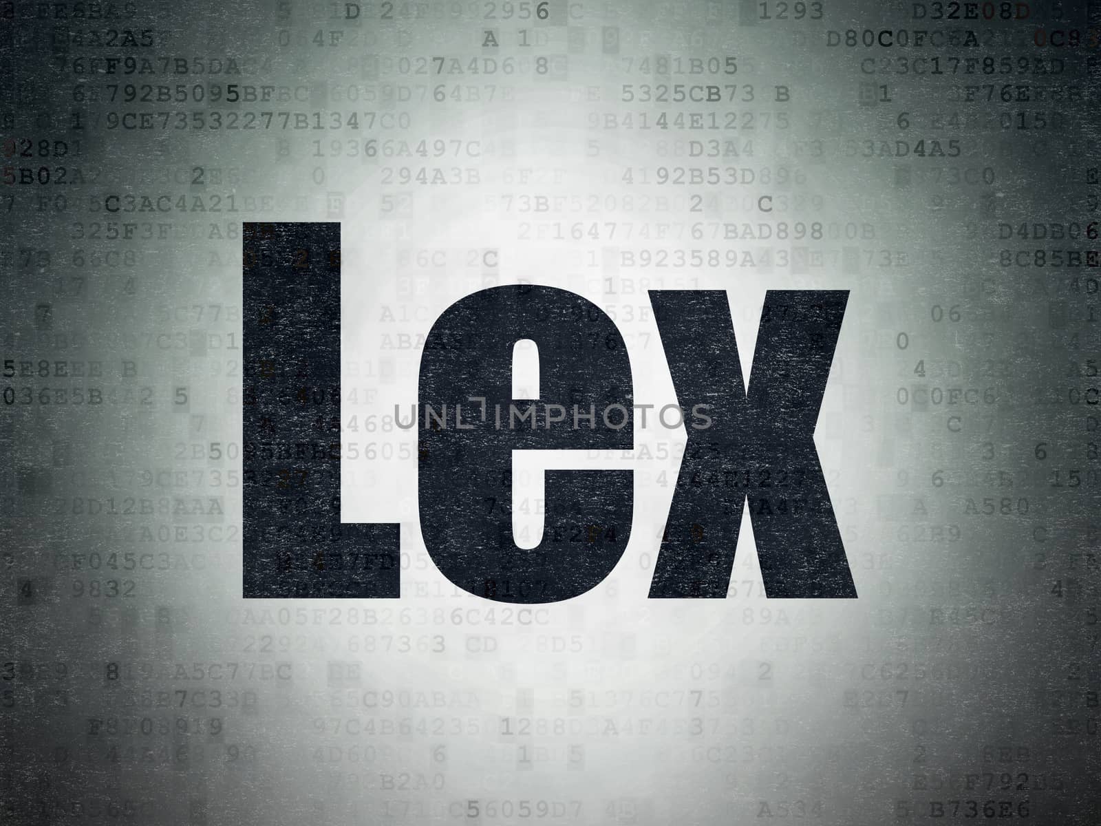 Law concept: Painted black word Lex on Digital Paper background