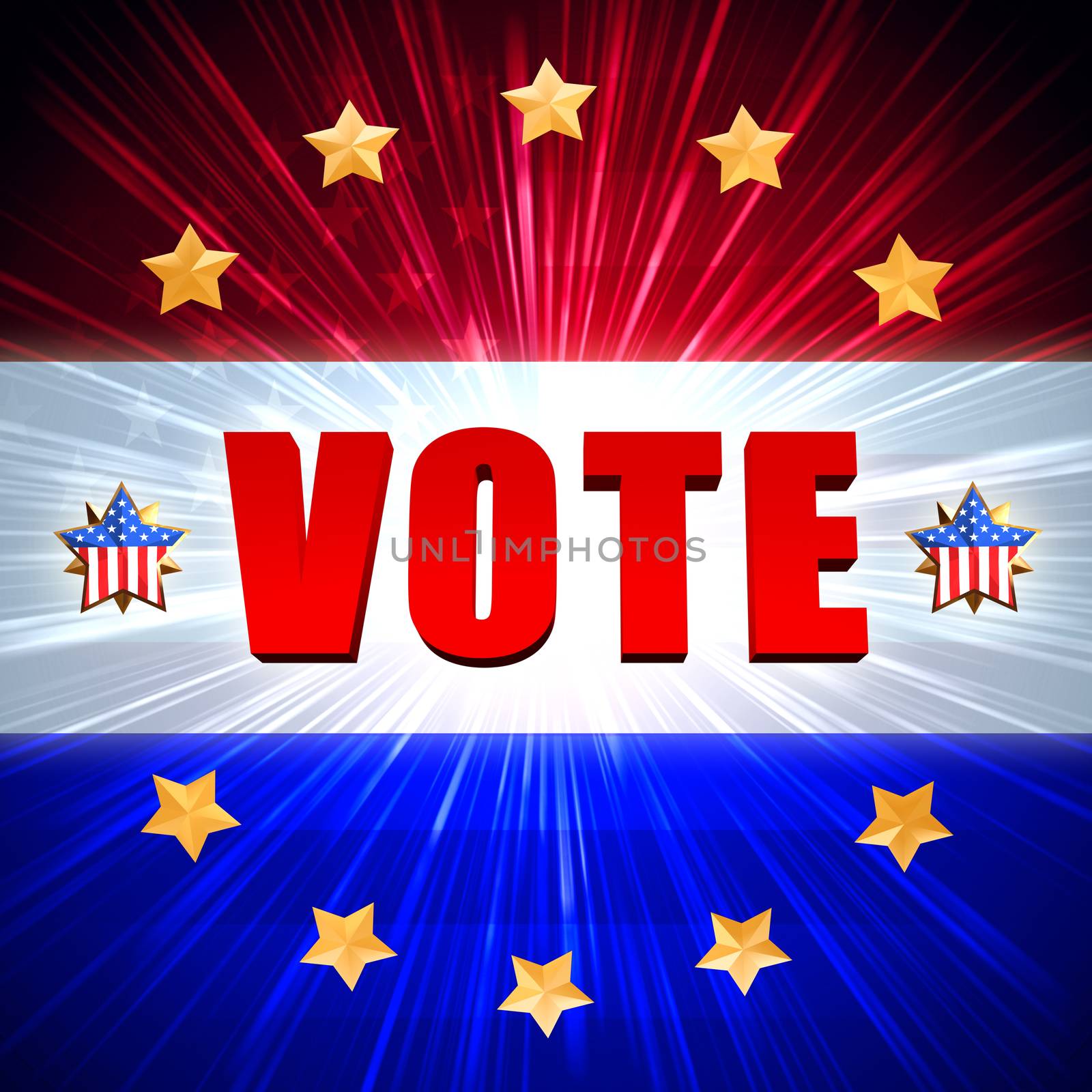 vote with shining american flag and golden stars by marinini