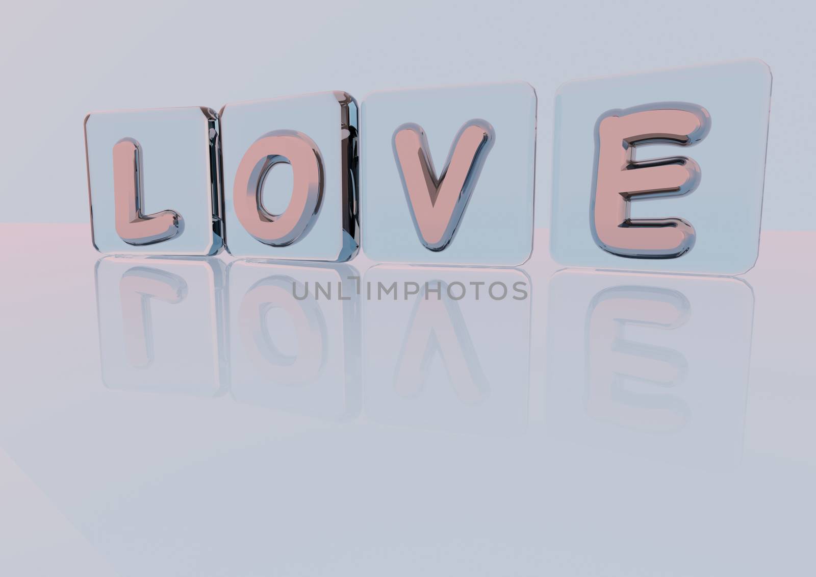 The LOVE word made of blocks with letters