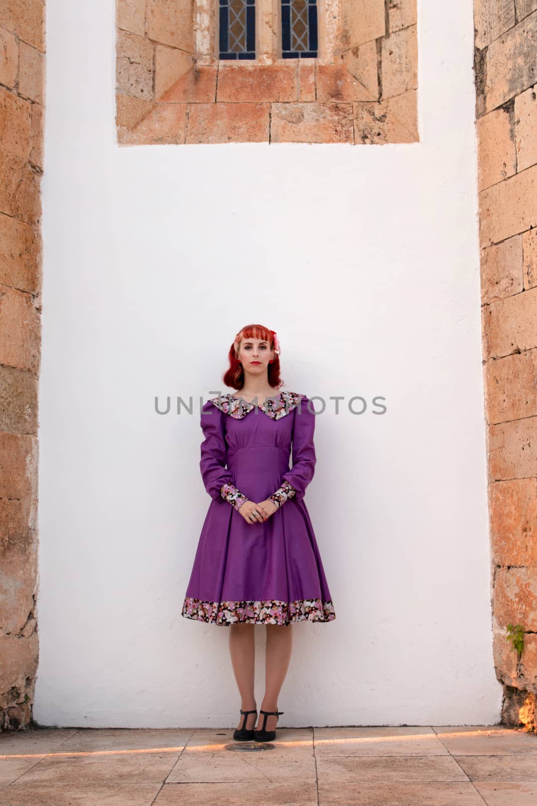 young redhead girl on a retro vintage dress by membio