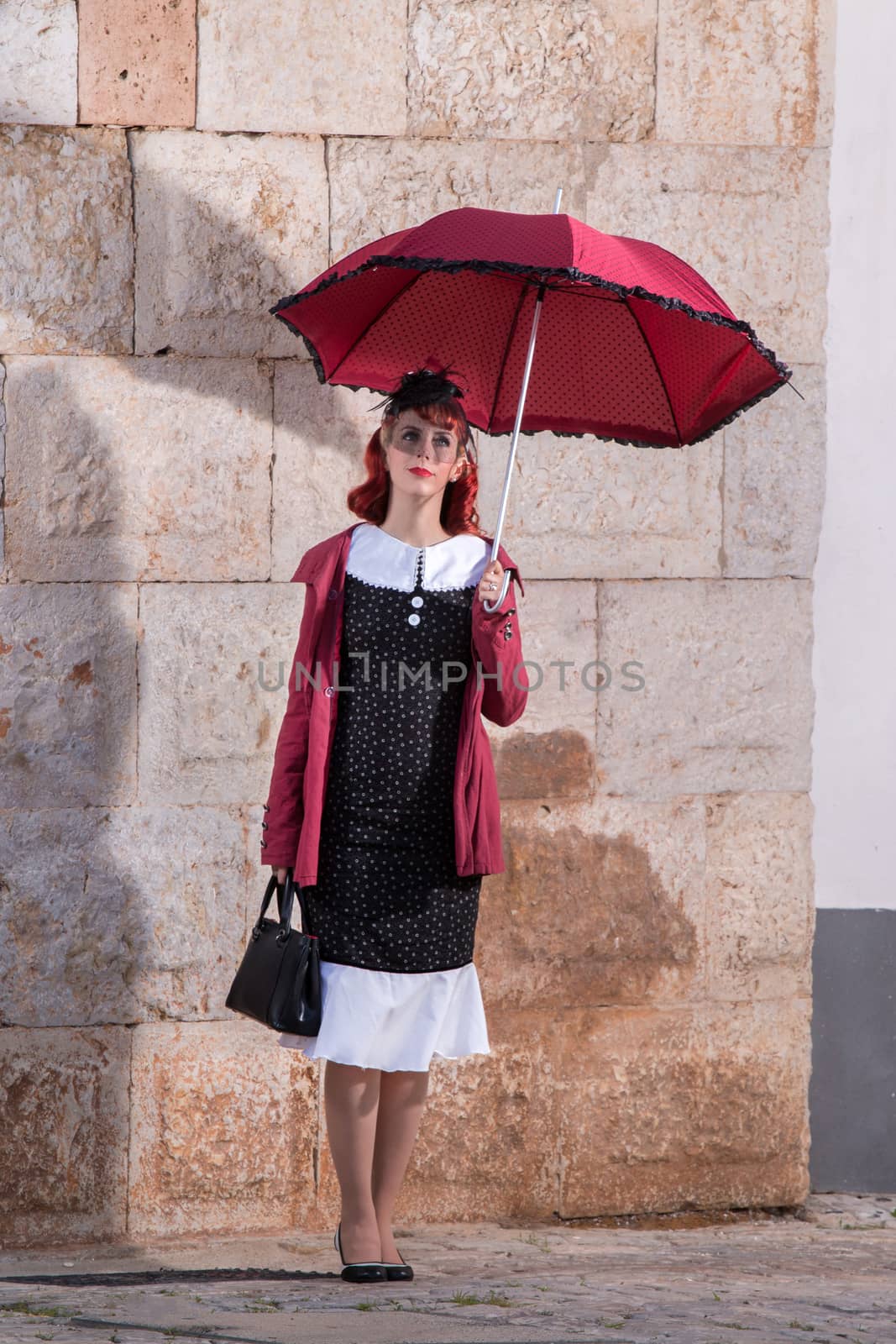 young redhead girl on a retro vintage dress by membio