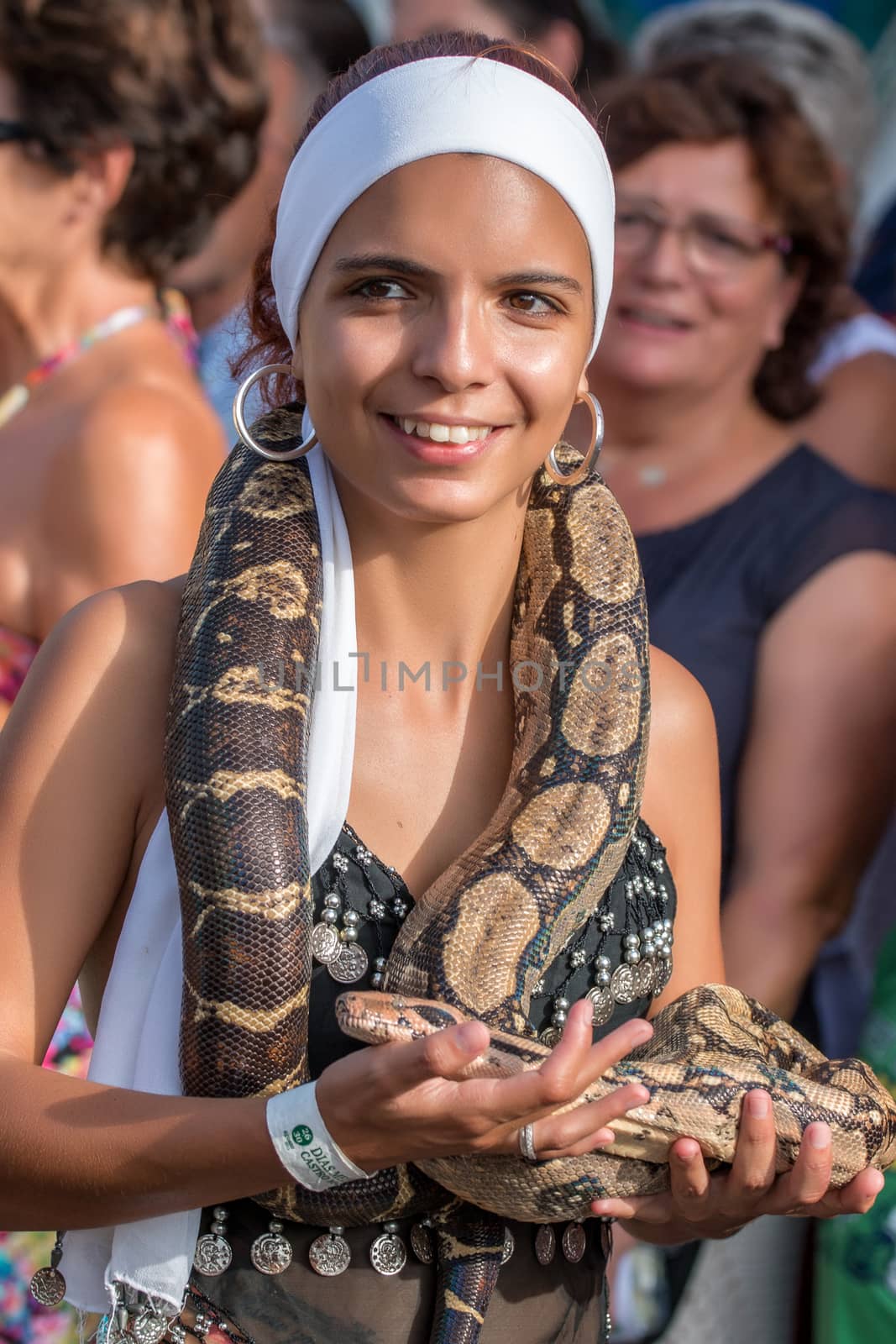 CASTRO MARIM, PORTUGAL - AUGUST 30: View of people, characters, mood, colors and street performers at the popular medieval fair held in Castro Marim village, Portugal on august.