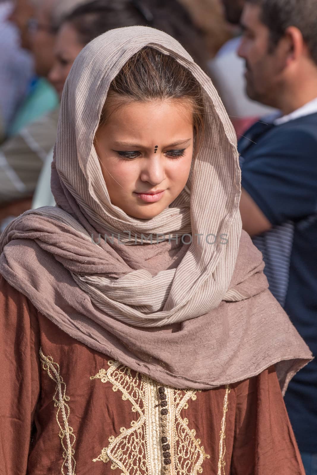 CASTRO MARIM, PORTUGAL - AUGUST 30: View of people, characters, mood, colors and street performers at the popular medieval fair held in Castro Marim village, Portugal on august.