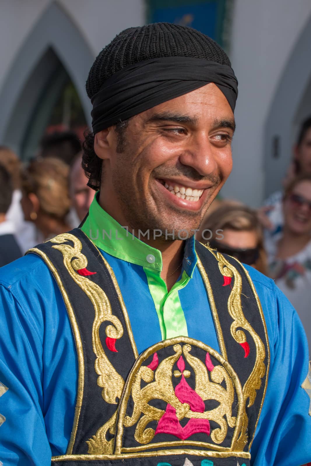 CASTRO MARIM, PORTUGAL - AUGUST 30: View of people, characters, mood, colors and street performers at the popular medieval fair held in Castro Marim village, Portugal on august.