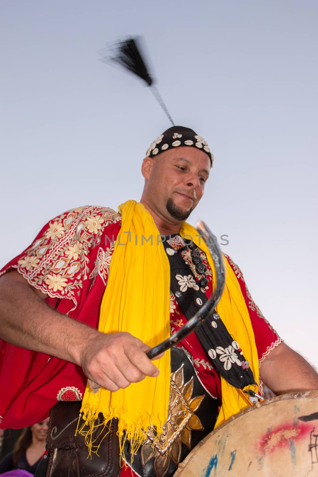 SALIR, PORTUGAL - 11 JULY: People, street performers, artists, mood and color on the Salir do Tempo medieval festival held on Salir, Portugal in July 2015.