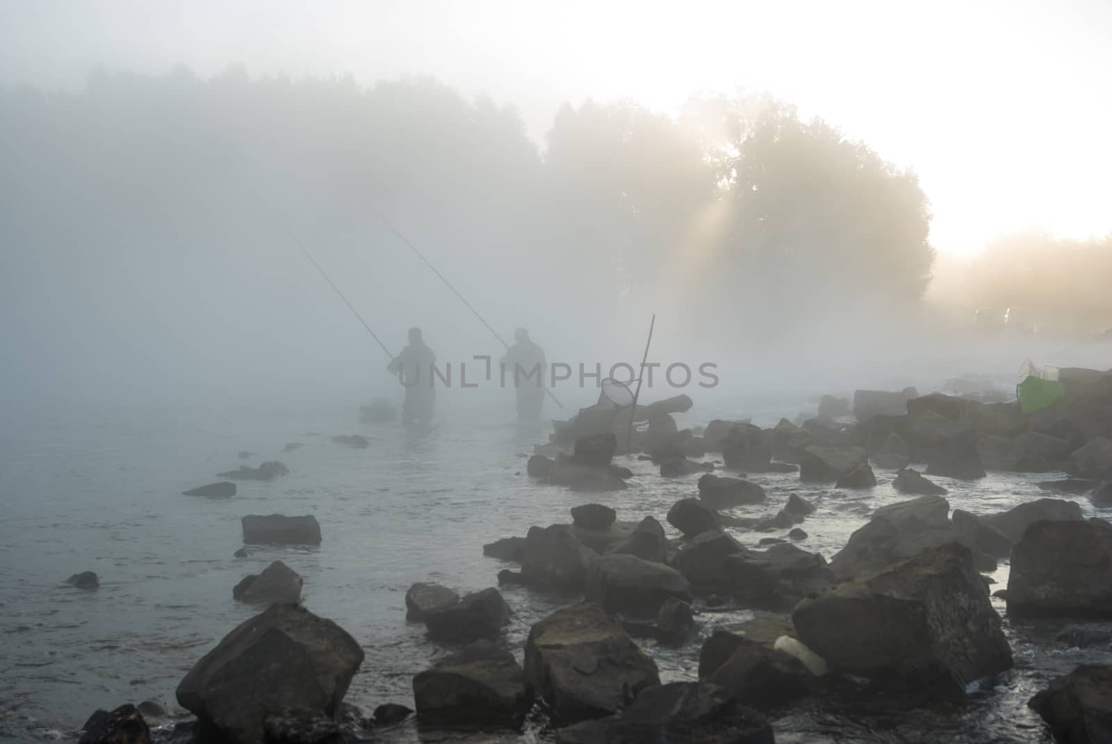 landscape with natural fogy river, nature series