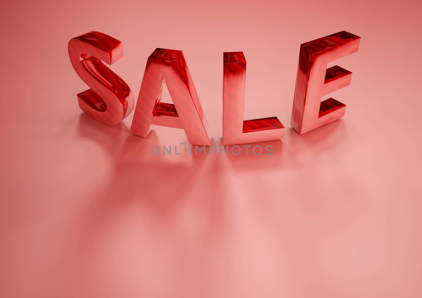 The dimensional word sale on a red background