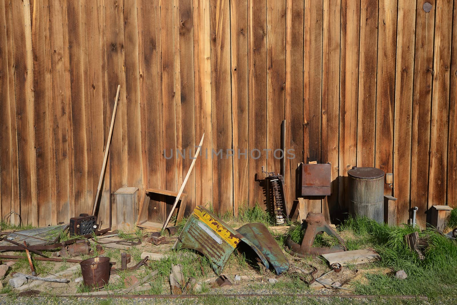 a wooden wall in Bodie historic state park of a ghost town from a gold rush era in Sierra Nevada