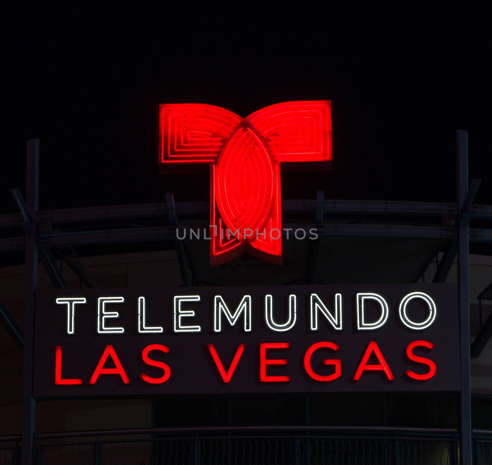 LAS VEGAS, NV/USA - FEBRUARY 14, 2016: Telemundo Las Vegas sign and logo at KBLR television studios in downtown Las Vegas.