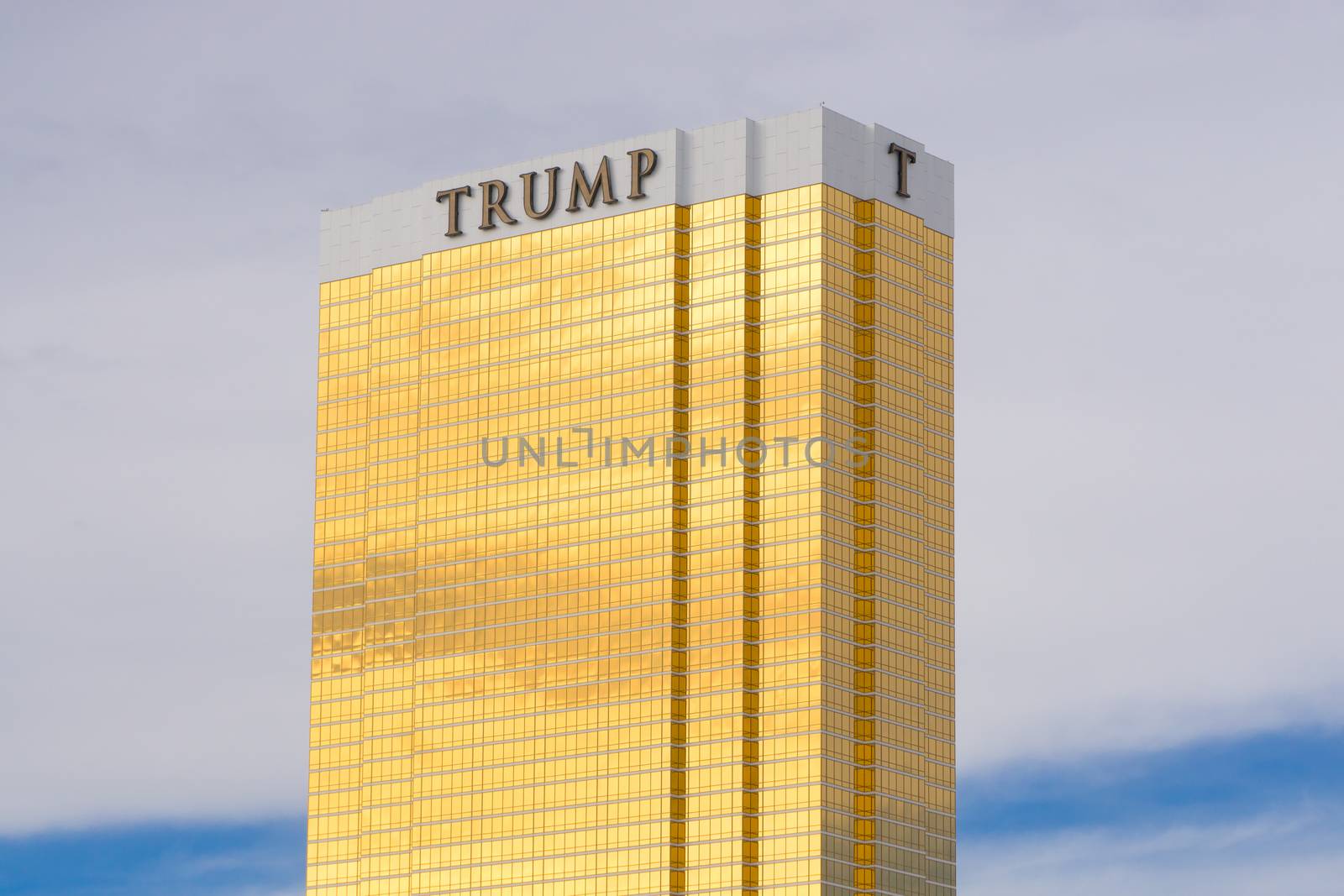 LAS VEGAS, NV/USA - FEBRUARY 14, 2016: The Trump Hotel Las Vegas timeshare and hotellocated on the Las Vegas Strip. The Trump is named after businessman, celebrity and politician Donald Trump.