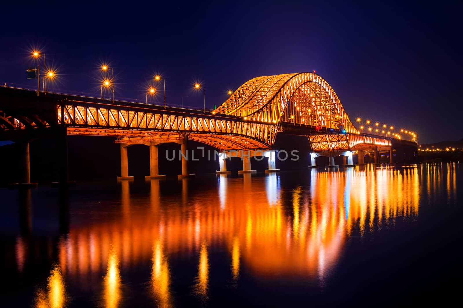 Banghwa bridge at night in Seoul,Korea