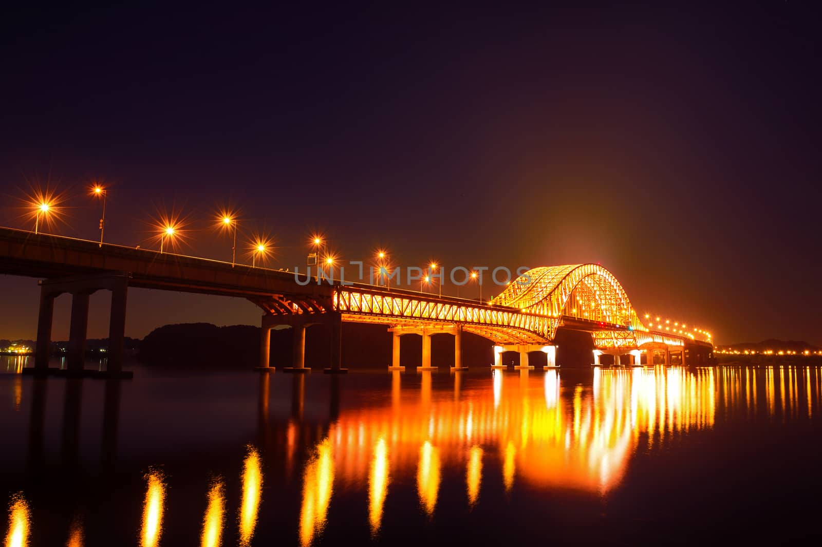 Banghwa bridge at night in Seoul,Korea by gutarphotoghaphy