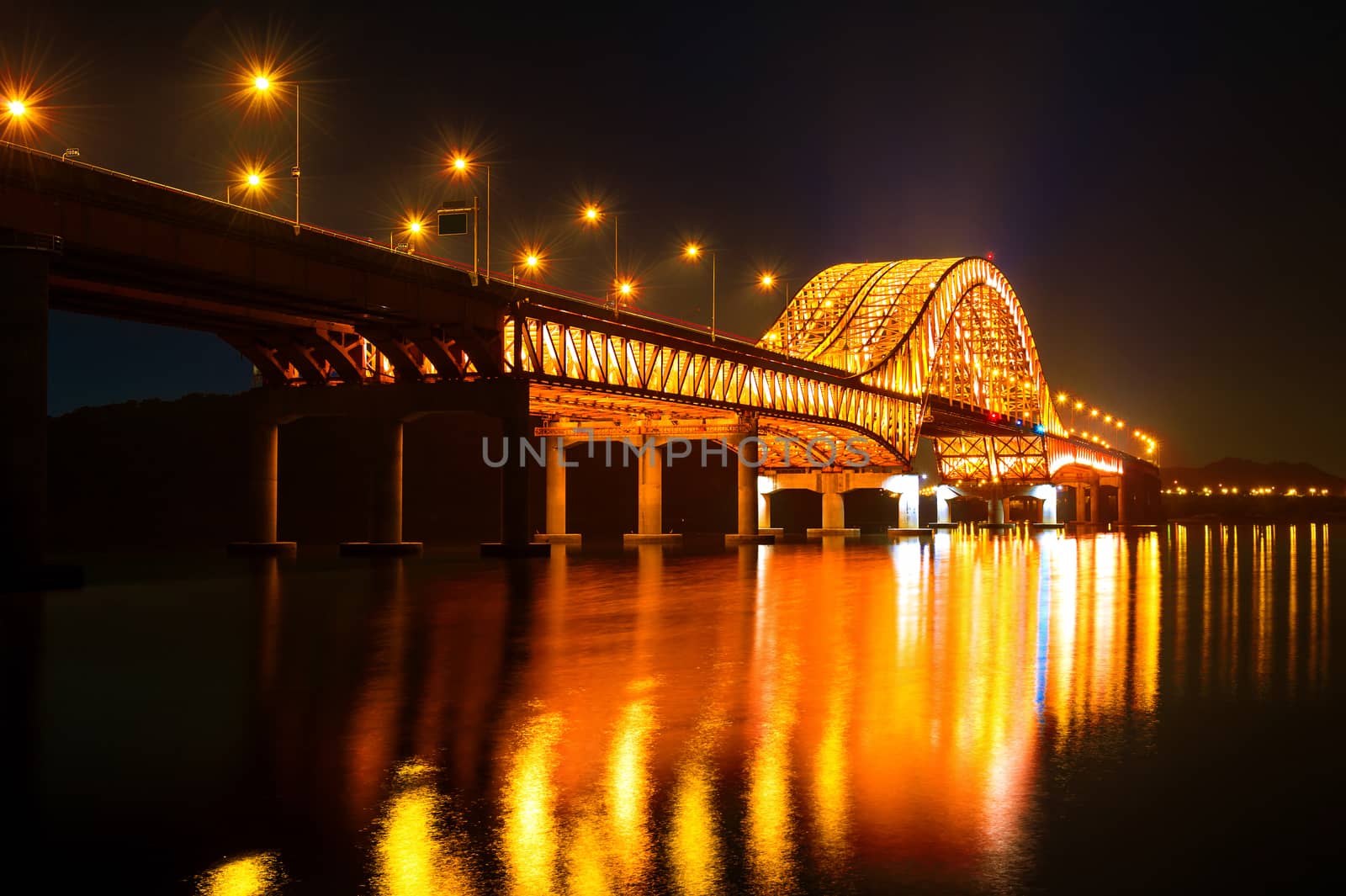 Banghwa bridge at night in Seoul,Korea