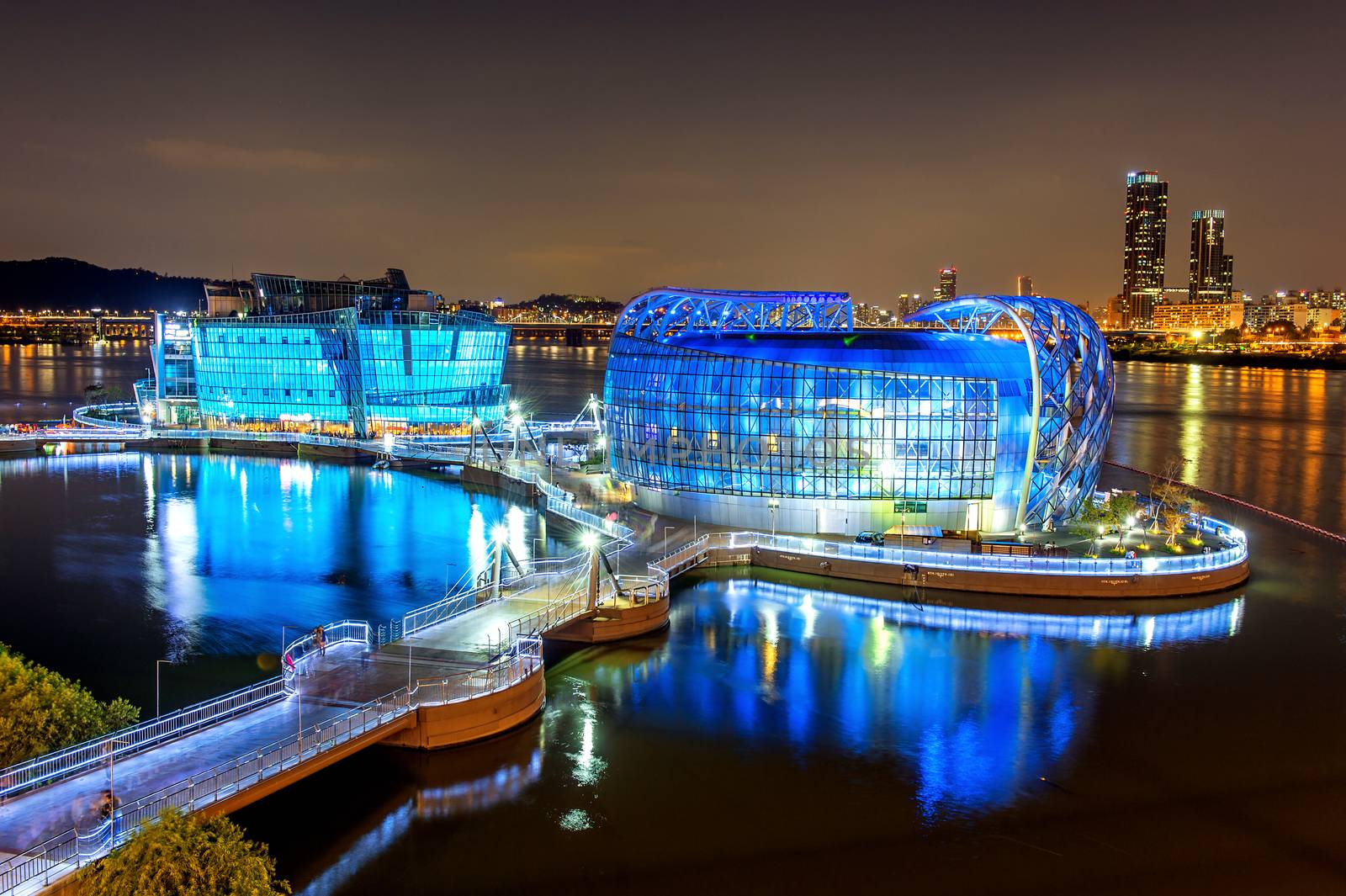 Colorful of Seoul Floating Island. It is an artificial island located in Han river. by gutarphotoghaphy