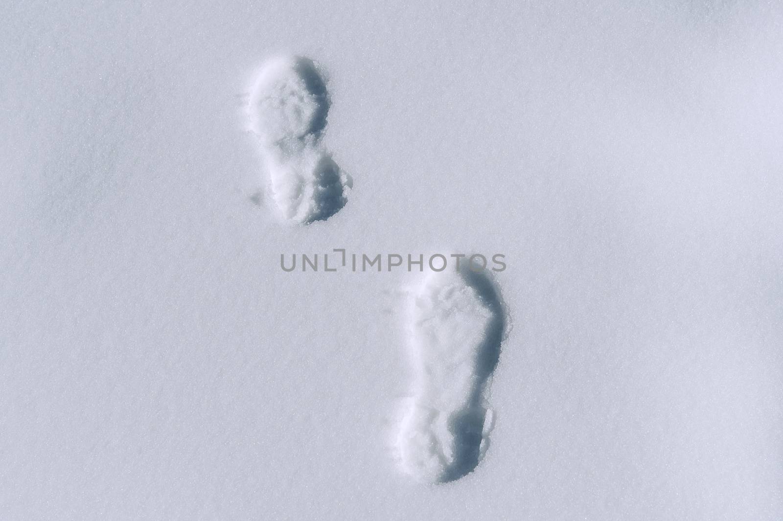 Footprints in snow.