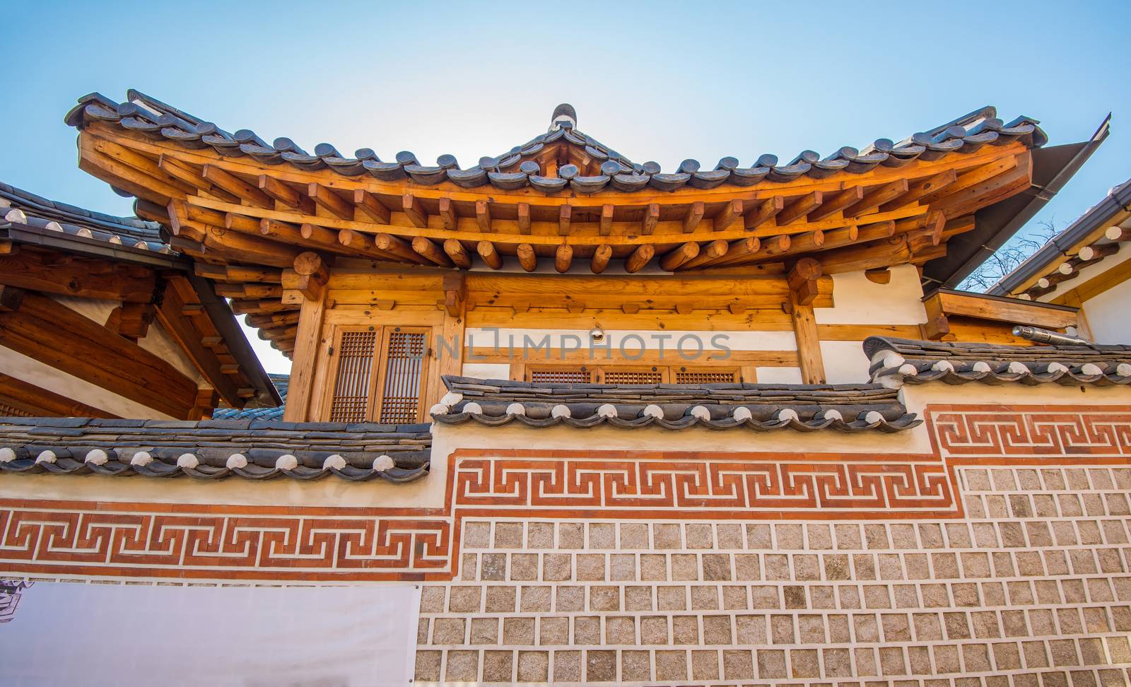 Bukchon Hanok Village,Traditional Korean style architecture in S by gutarphotoghaphy